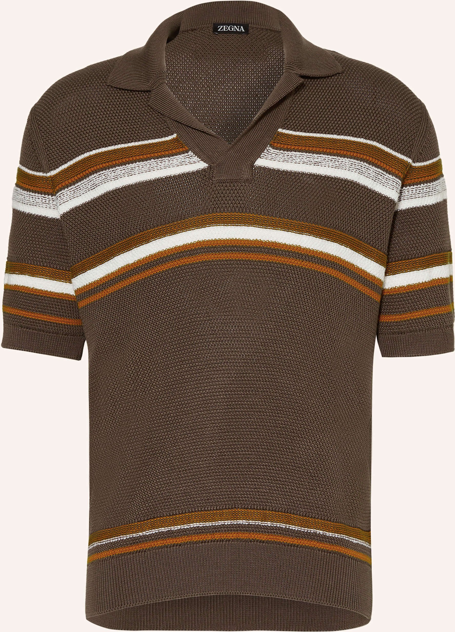 Zegna Strick-Poloshirt Mit Seide braun