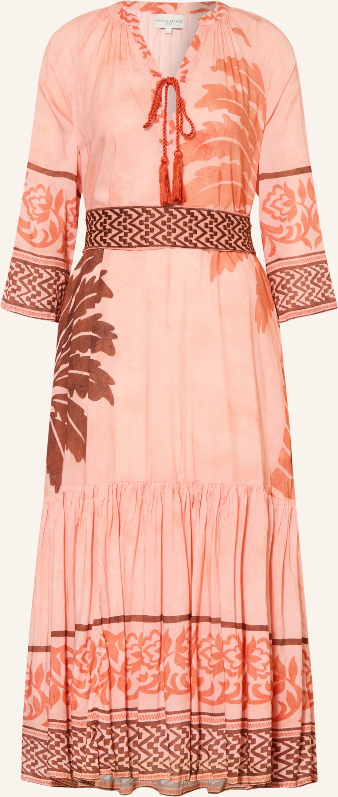 Miss June Kleid Aida Palme Mit 3/4-Arm orange