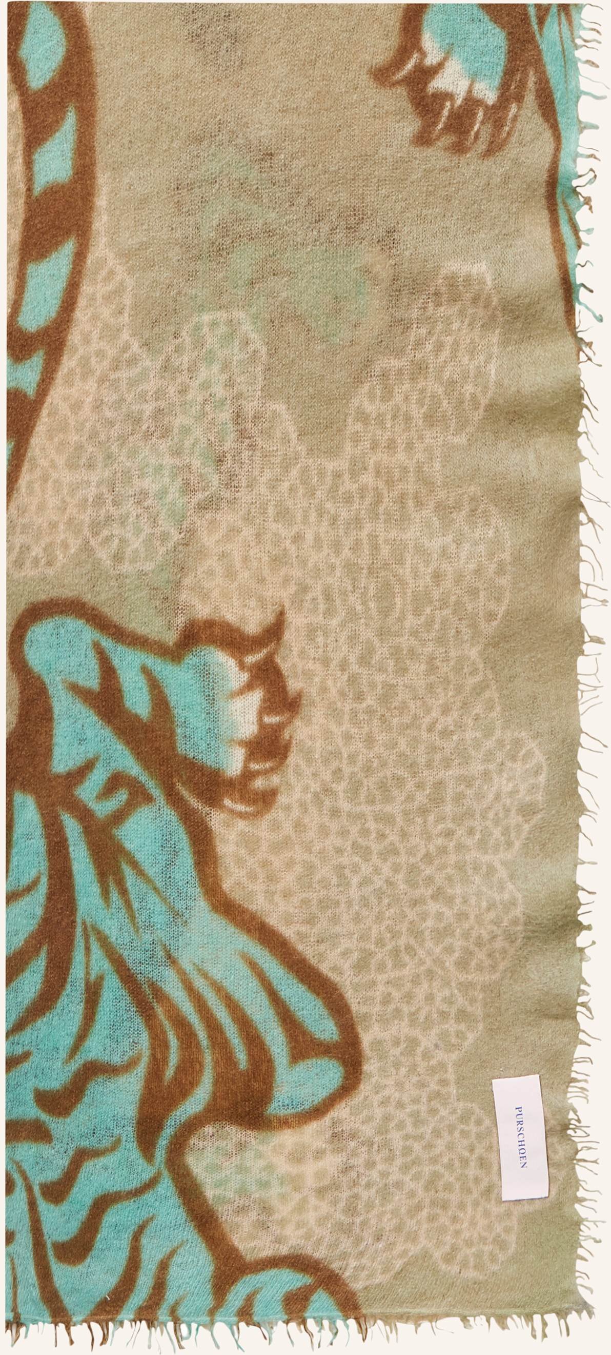 Purschoen Cashmere-Schal Bengal Tiger gruen