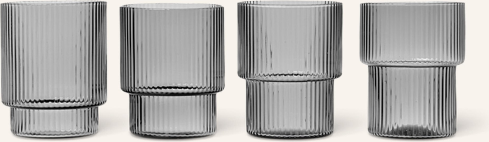 Ferm Living 4er-Set Trinkgläser Ripple grau