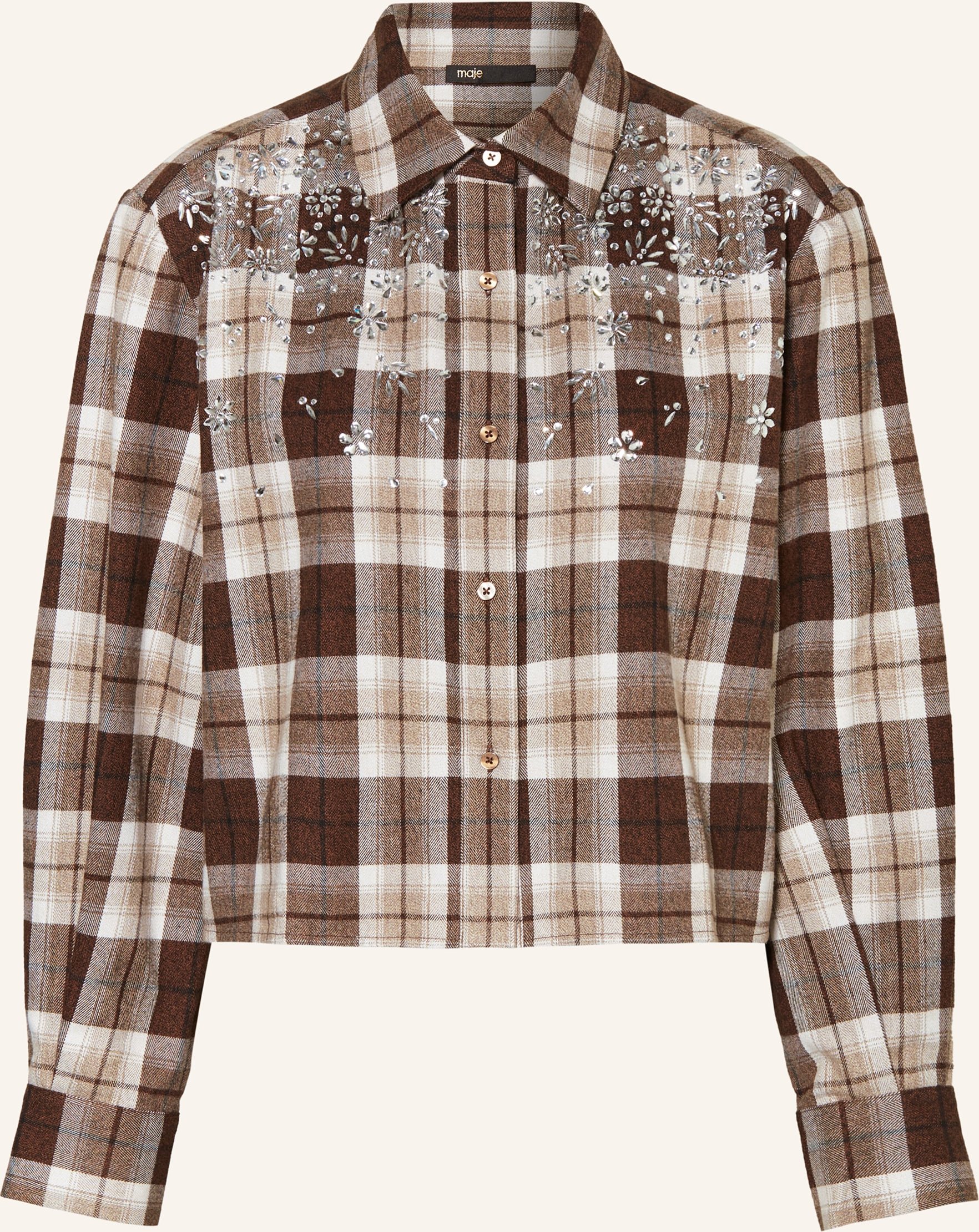Maje Hemdbluse Mit Schmucksteinen braun