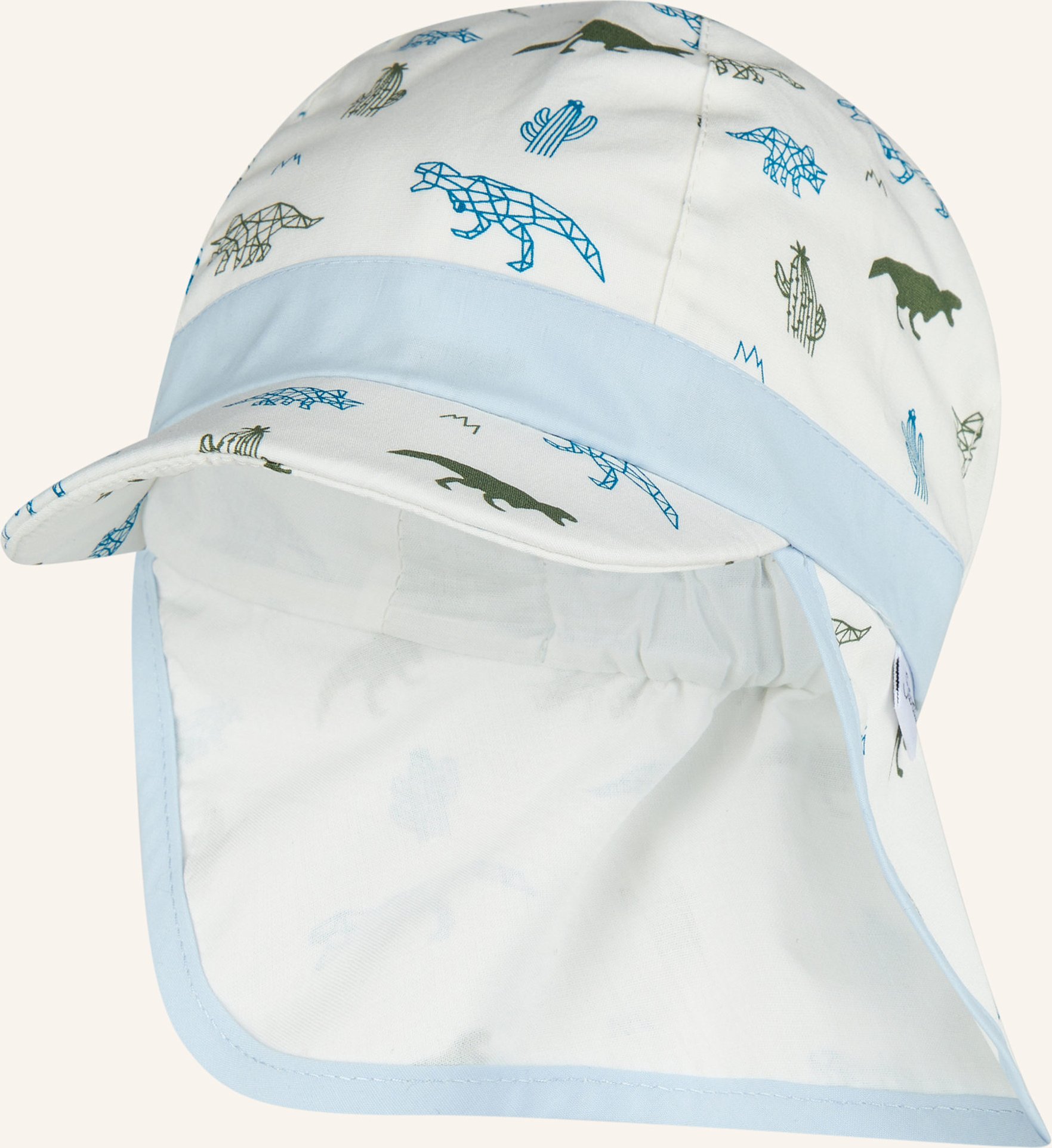 Sterntaler Schirmmütze Mit Nackenschutz Saurier weiss