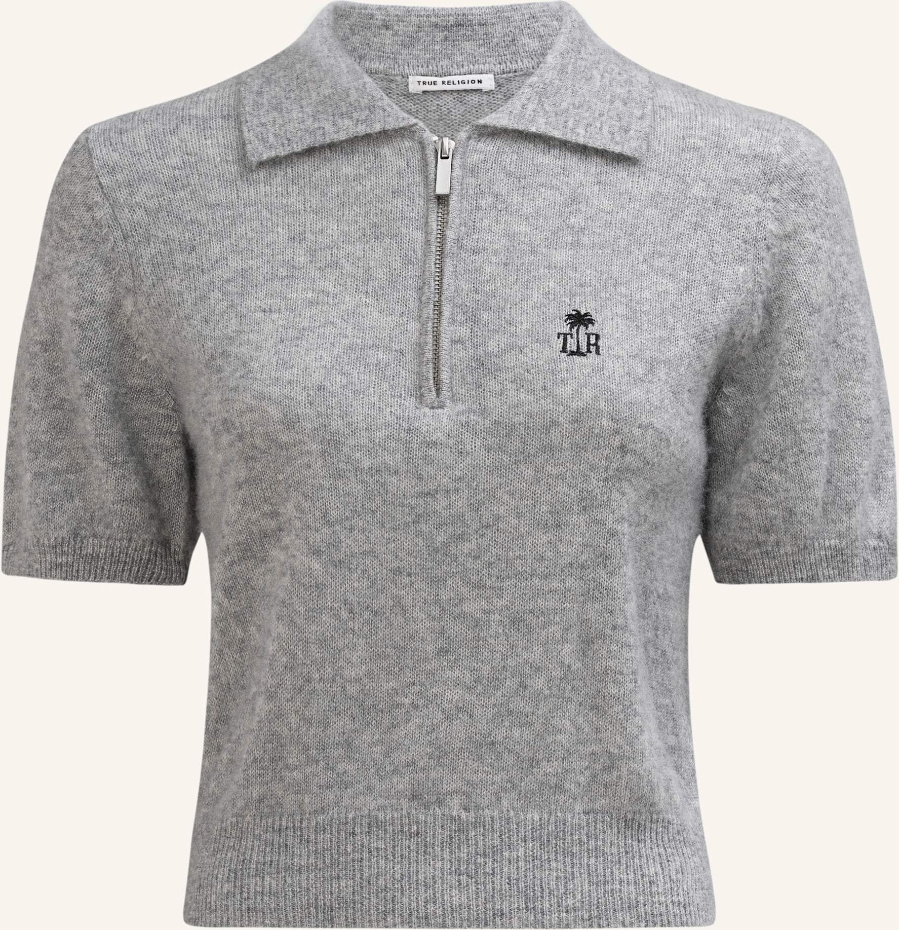 True Religion Strick-Poloshirt Amara grau