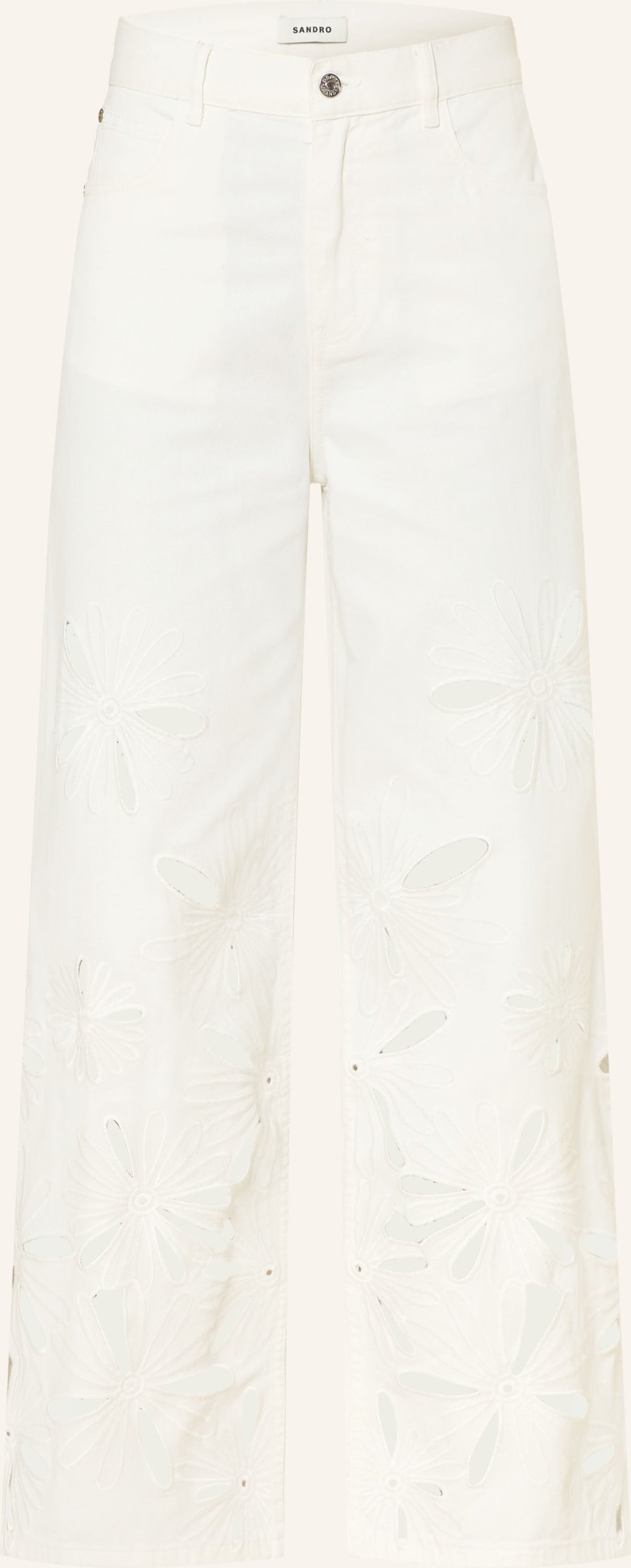Sandro Wide Leg Jeans Mit Lochspitze weiss