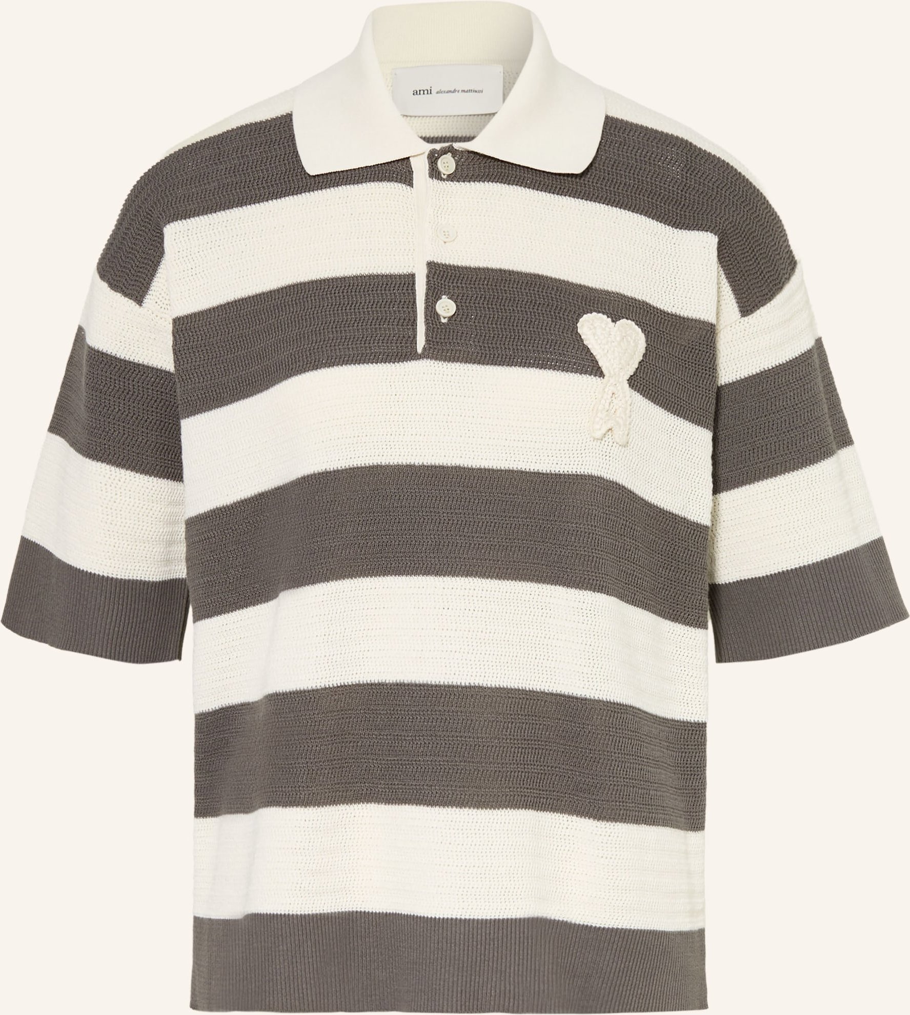 Ami Paris Strick-Poloshirt grau