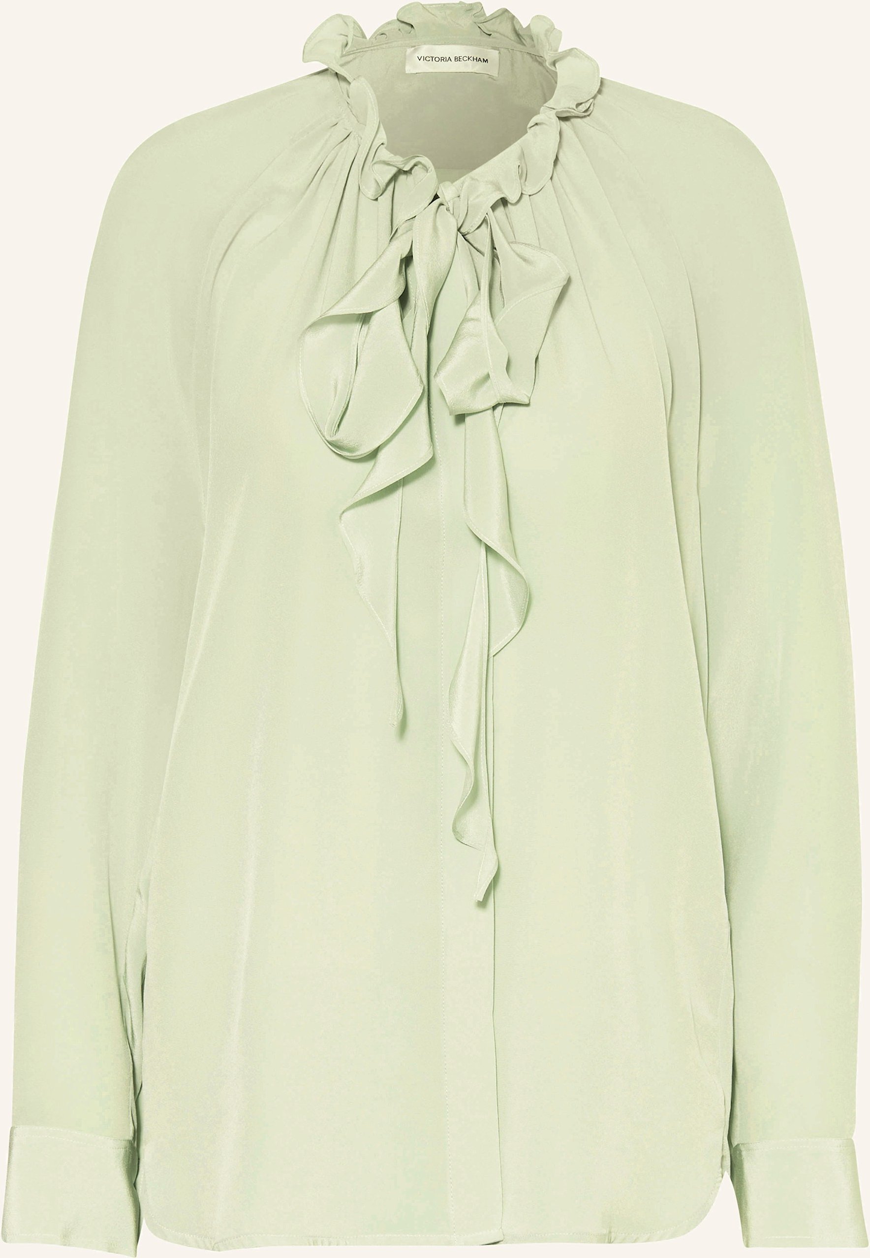 Victoria Beckham Seidenbluse Mit Schluppe Und Rüschen gruen