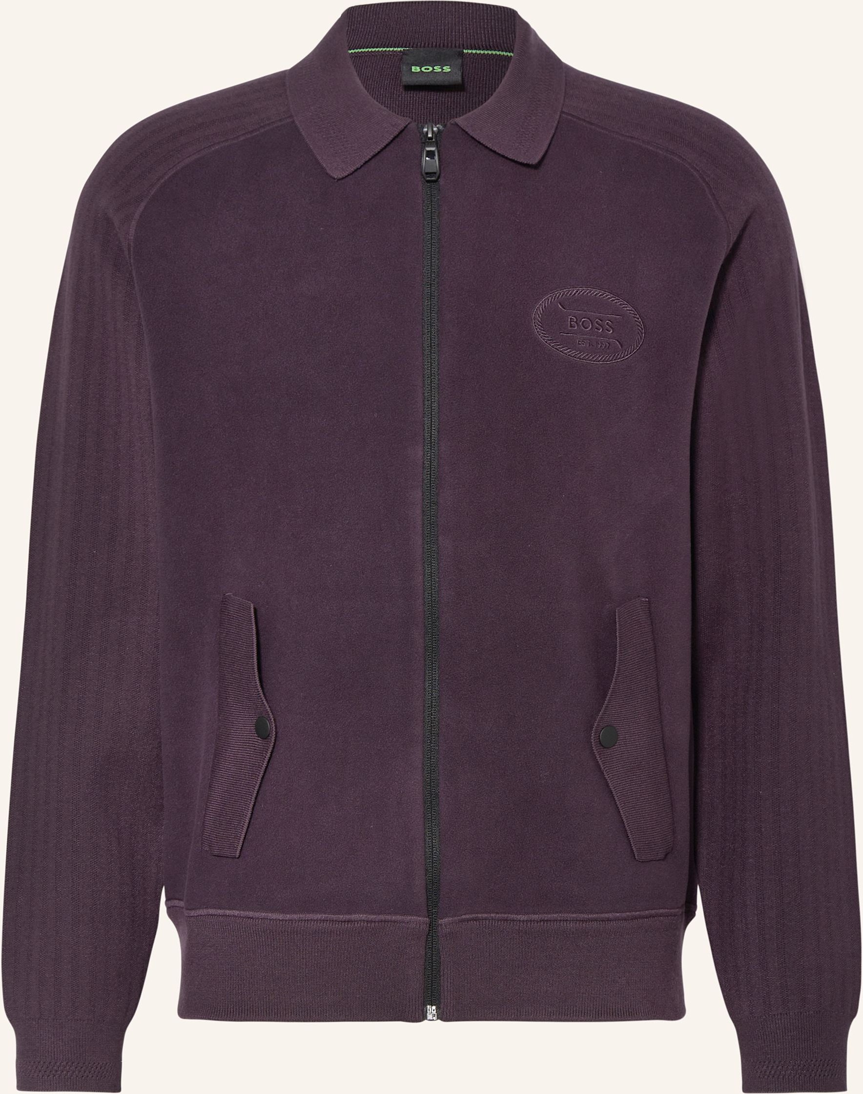 Boss Strickjacke Hole Im Materialmix lila