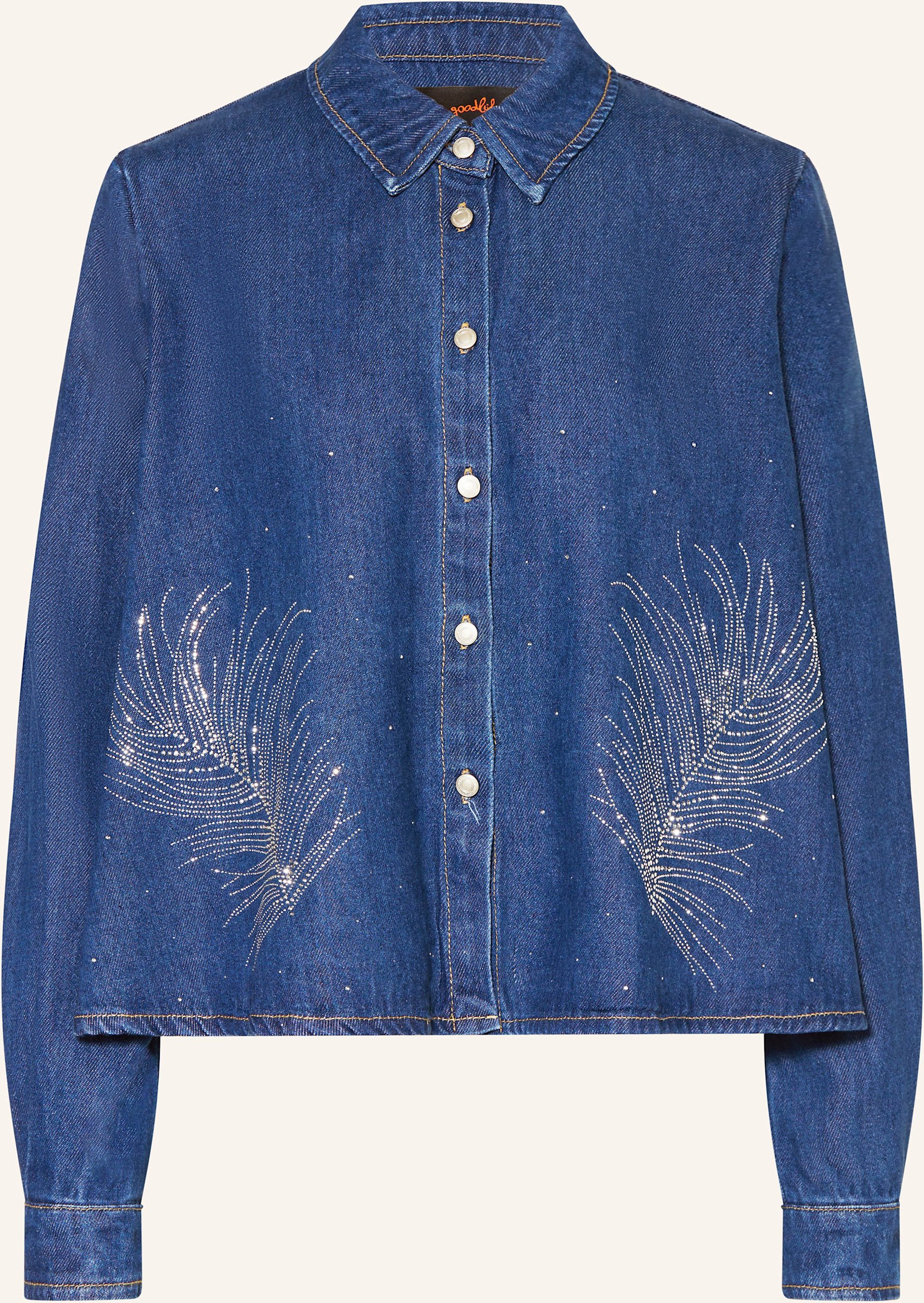 Thumbnail - Miss Goodlife Jeansbluse Mit Schmucksteinen blau