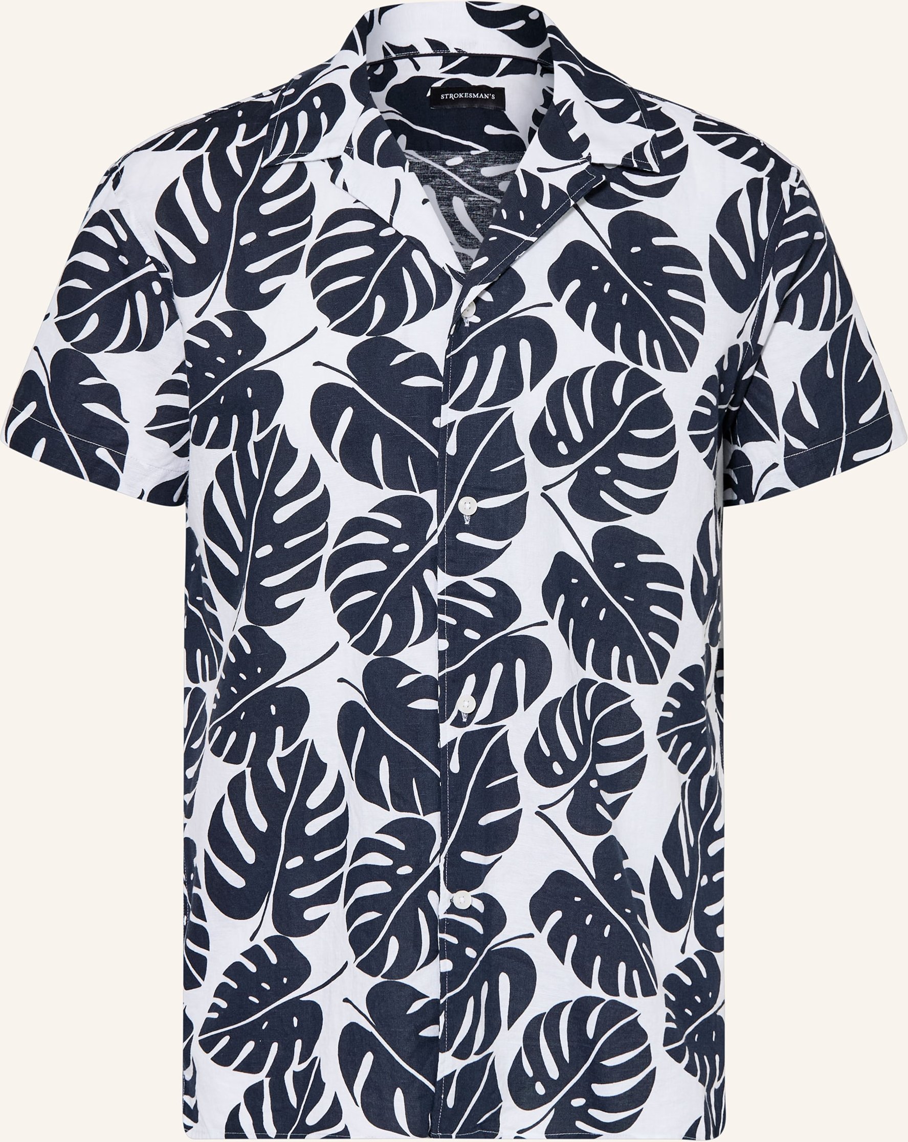 Strokesman's Resorthemd Comfort Fit Mit Leinen blau