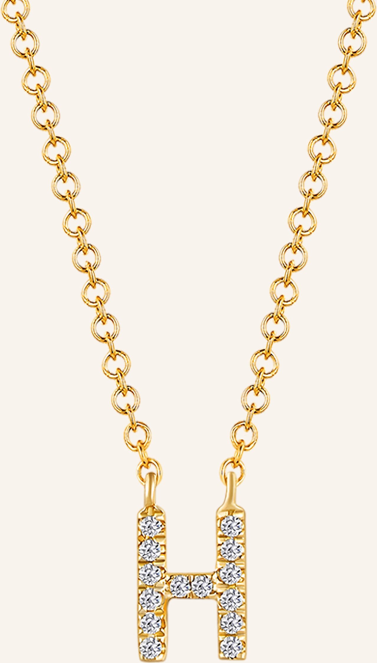 Leaf Initialien Halskette „H“ Aus 14 Karat Gelbgold Mit Diamanten gold