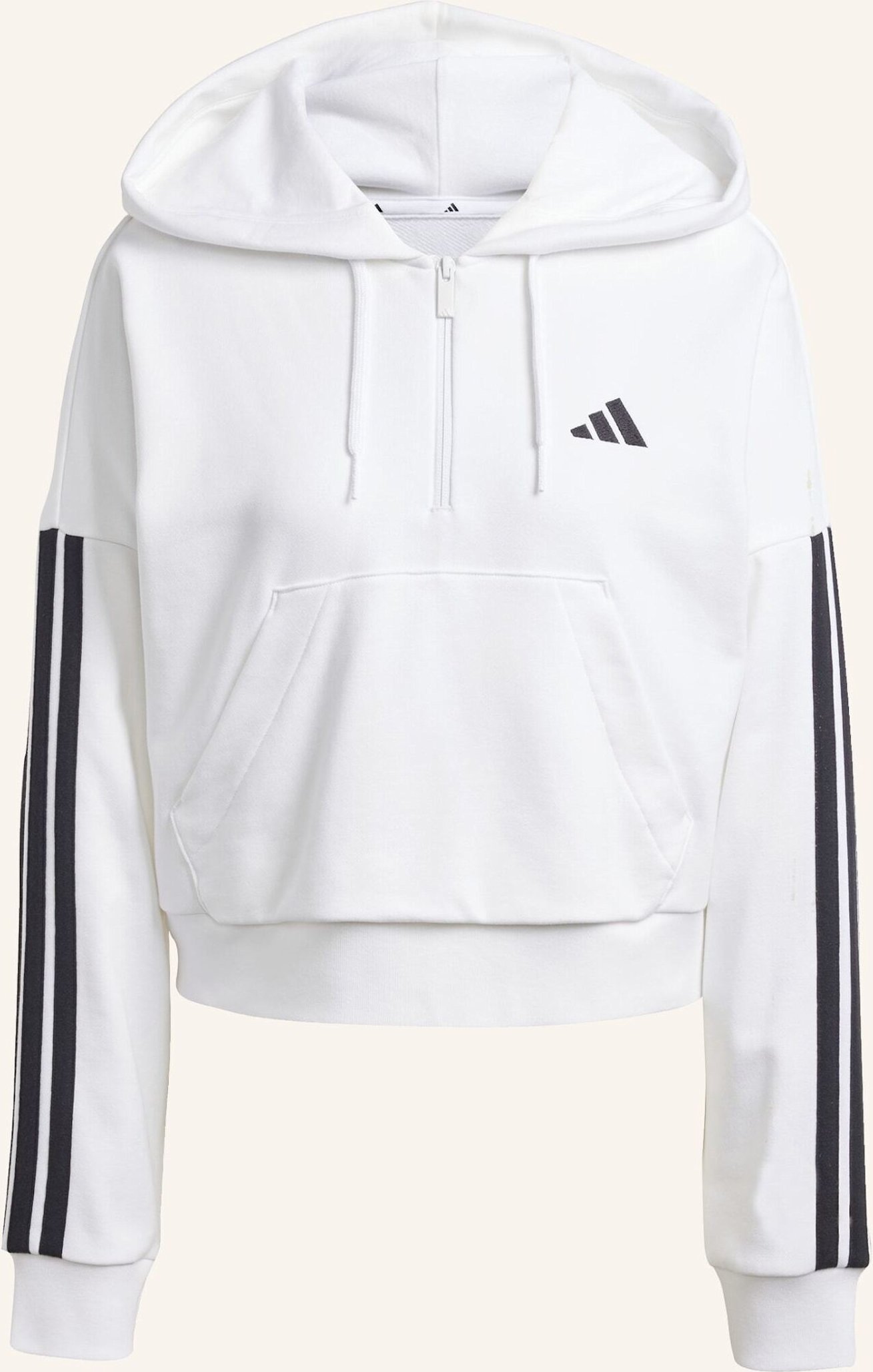 Thumbnail - Adidas Essentials 3-Streifen French Terry Quarter-Zip Hoodie weiss