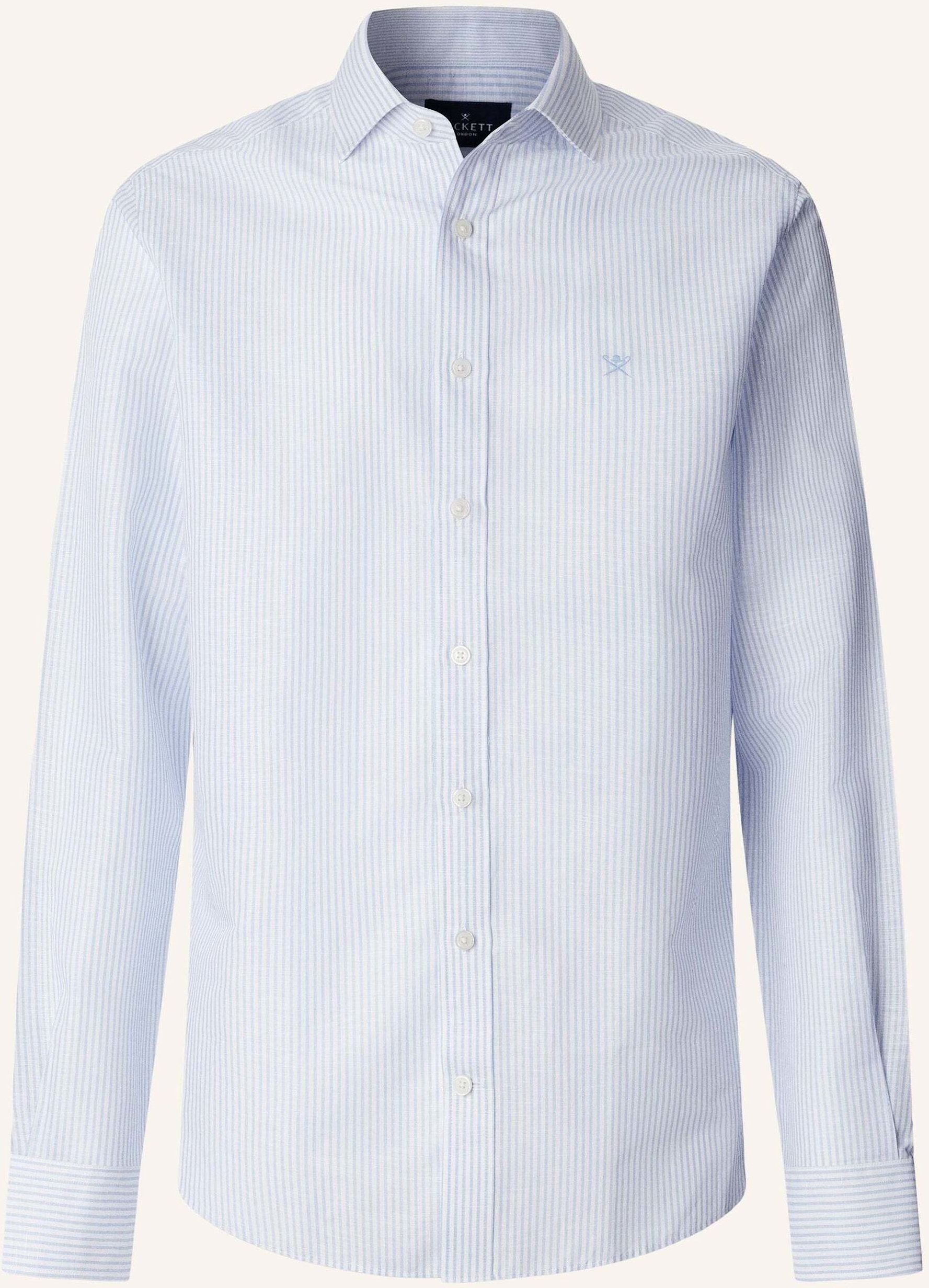 Hackett London Freizeithemd Ess Linen Bengal blau
