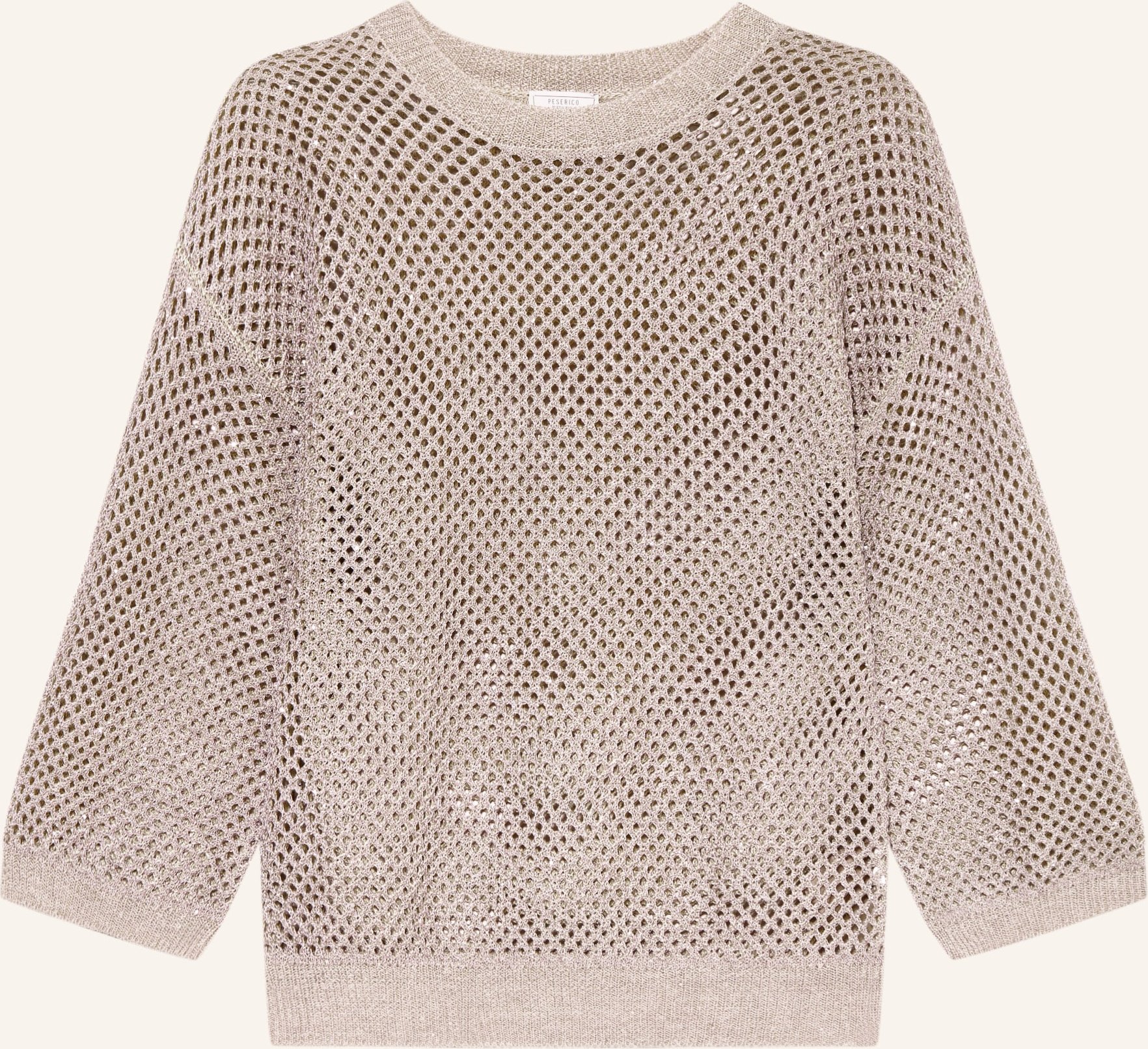 Peserico Pullover Mit Leinen Und Schmucksteinen beige