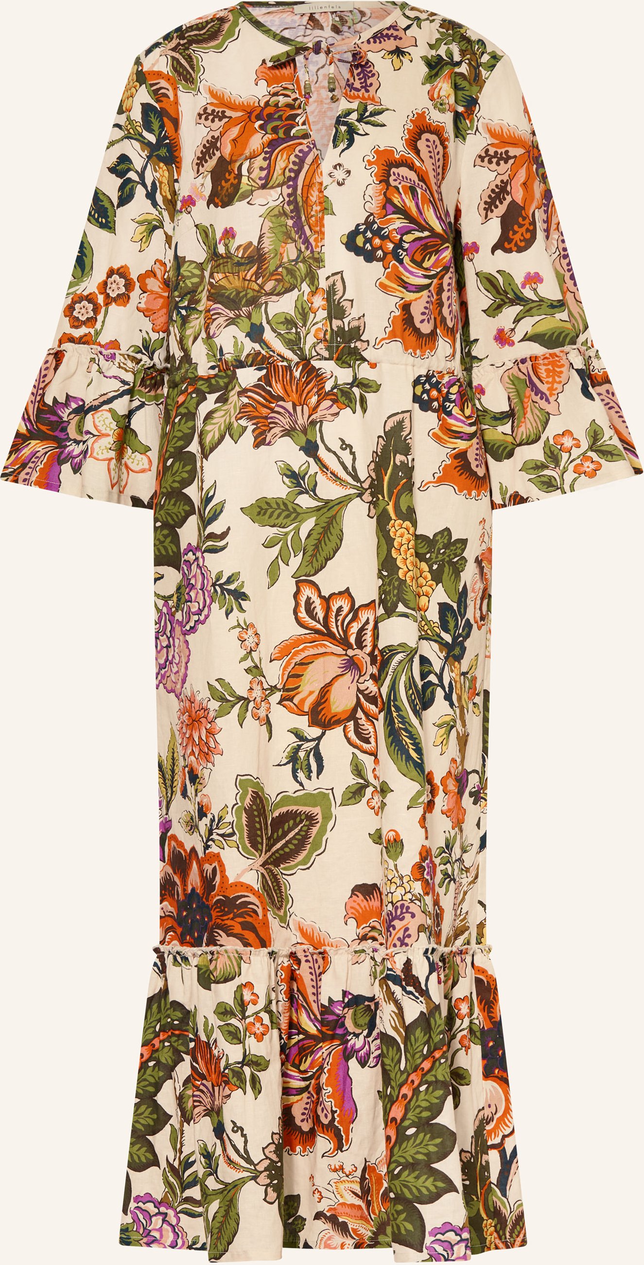 Lilienfels Kleid Mit Leinen Und Rüschen weiss