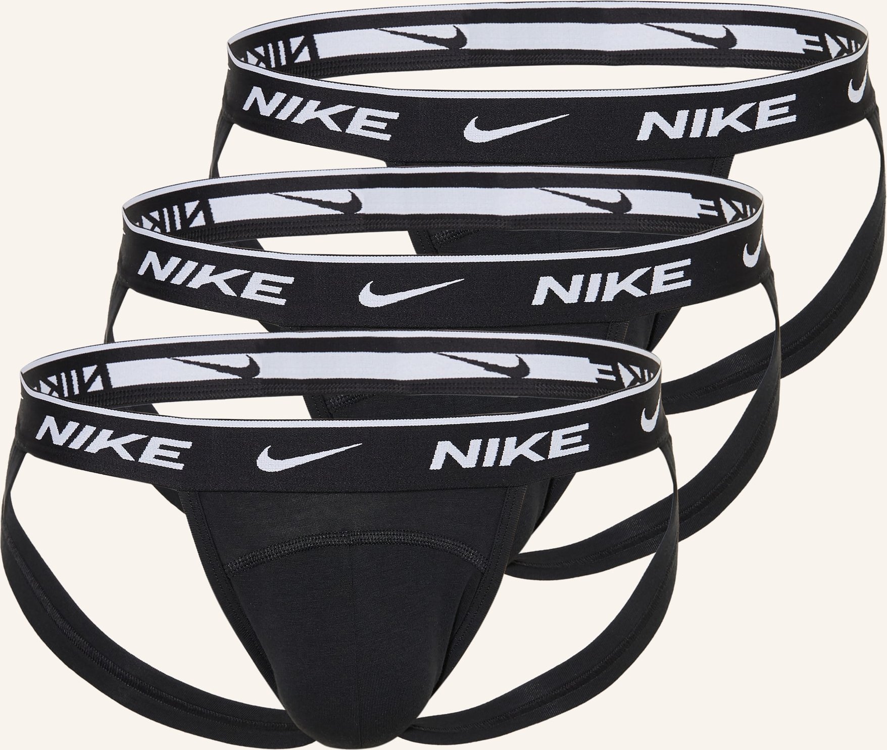 Nike 3er-Pack Jock Straps Essential Cotton Stretcg schwarz
