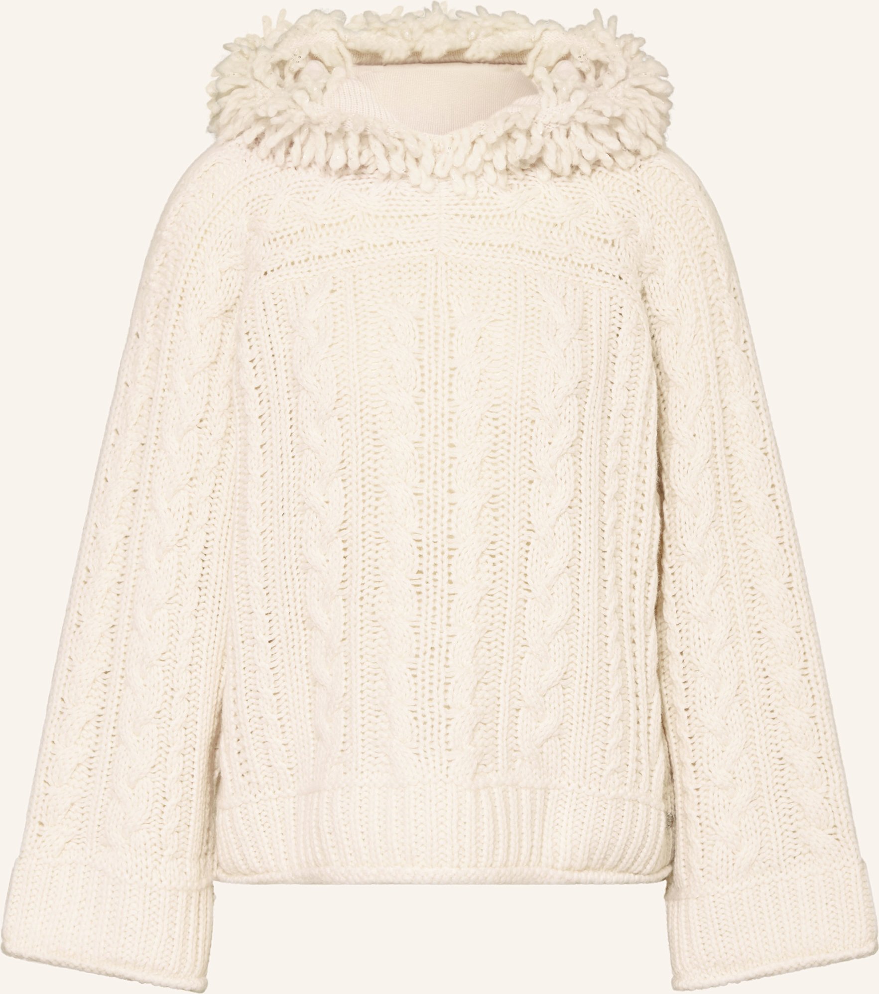 Marc Cain Strick-Hoodie Mit Cashmere Und Pailletten weiss