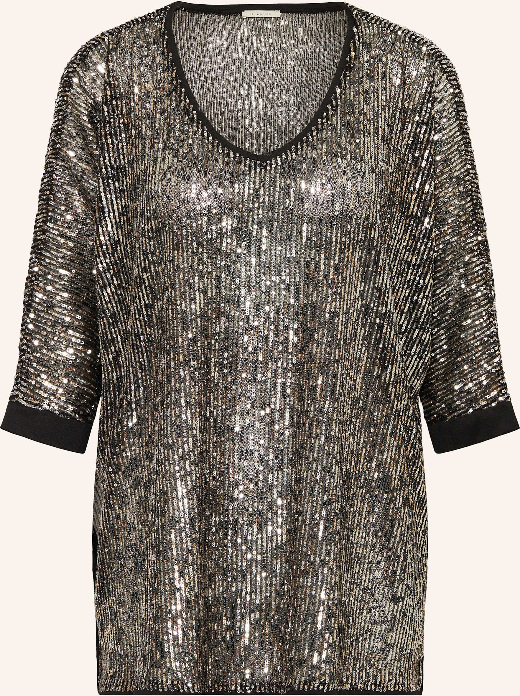 Lilienfels Blusenshirt Mit Pailletten Und 3/4-Arm schwarz