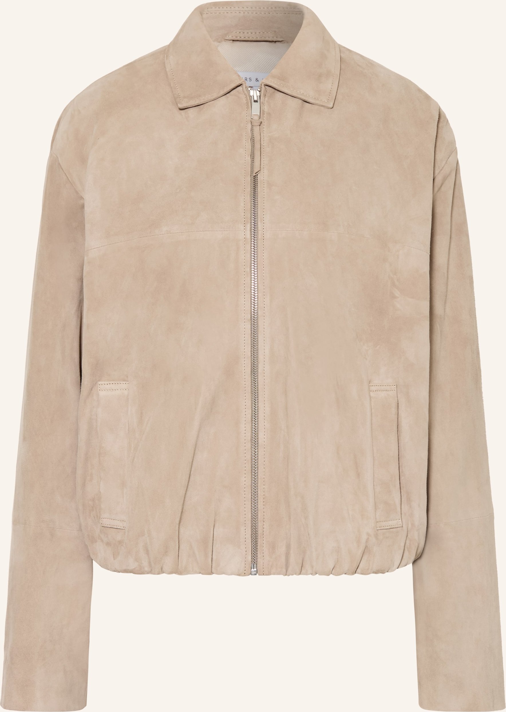 Mrs & Hugs Lederjacke beige