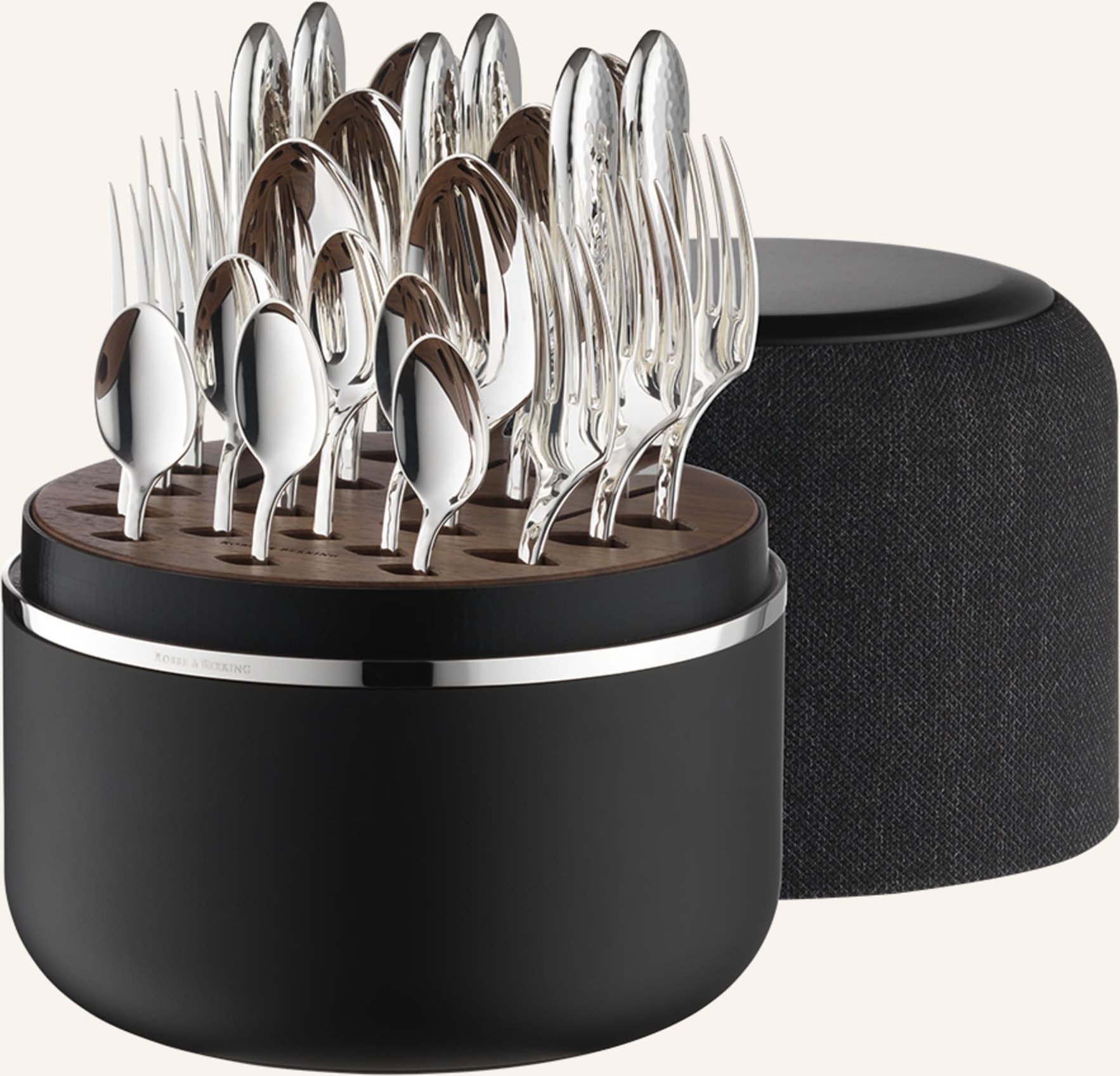 Robbe & Berking 24-Tlg. Besteckset The Box Martelé - Frozen Black Edition (925 Sterlingsilber) silber
