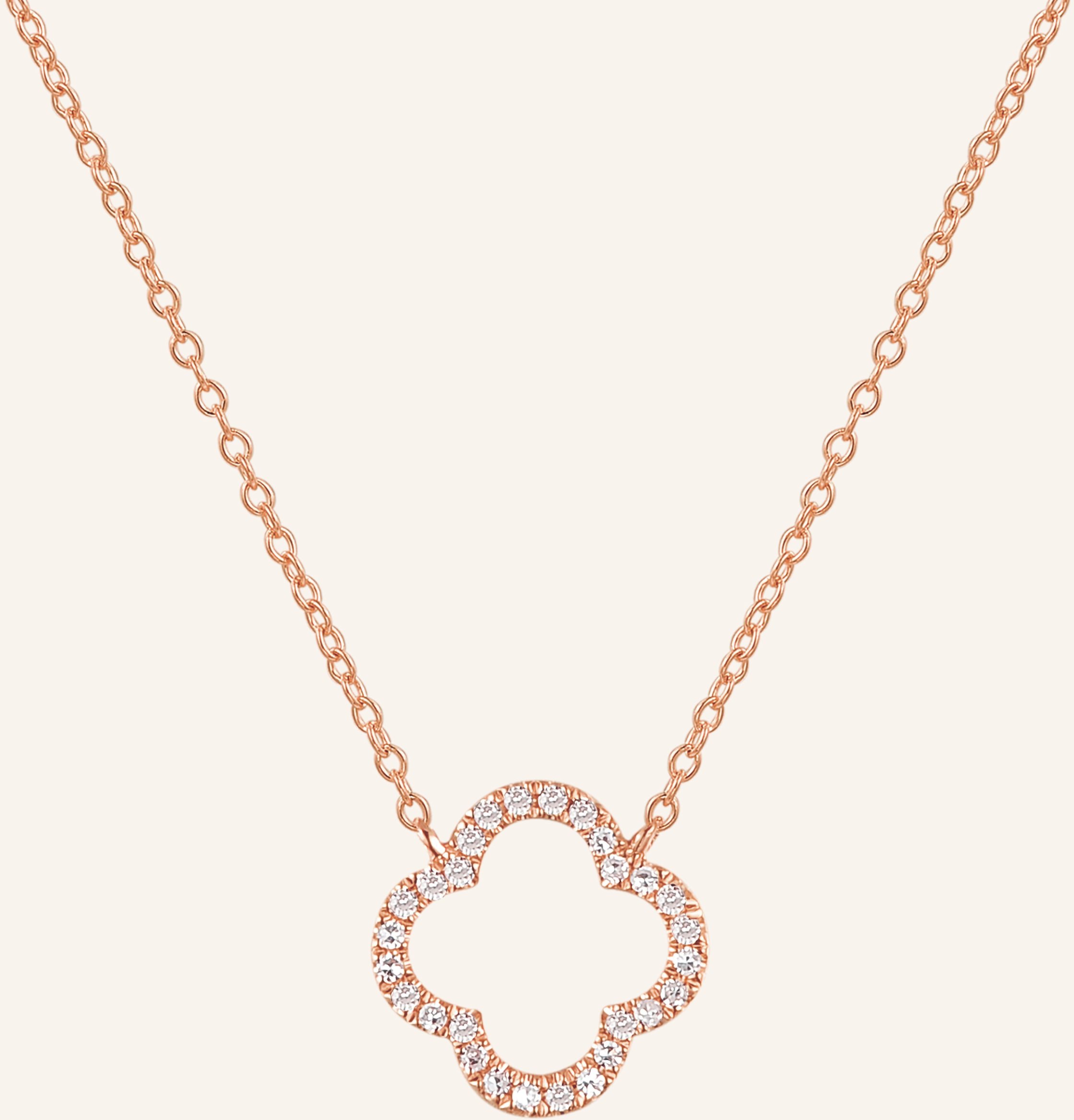Leaf Halskette Clover Aus 18 Karat Roségold Mit Diamanten rosegold