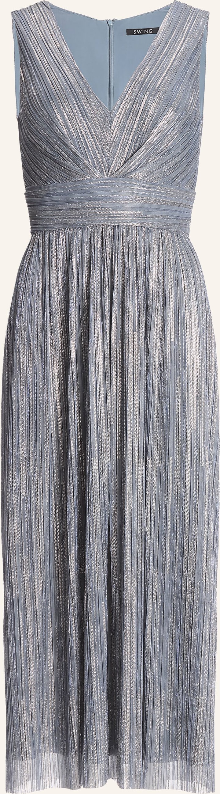 Swing Cocktailkleid Mit Glitzergarn Und Plissees blau