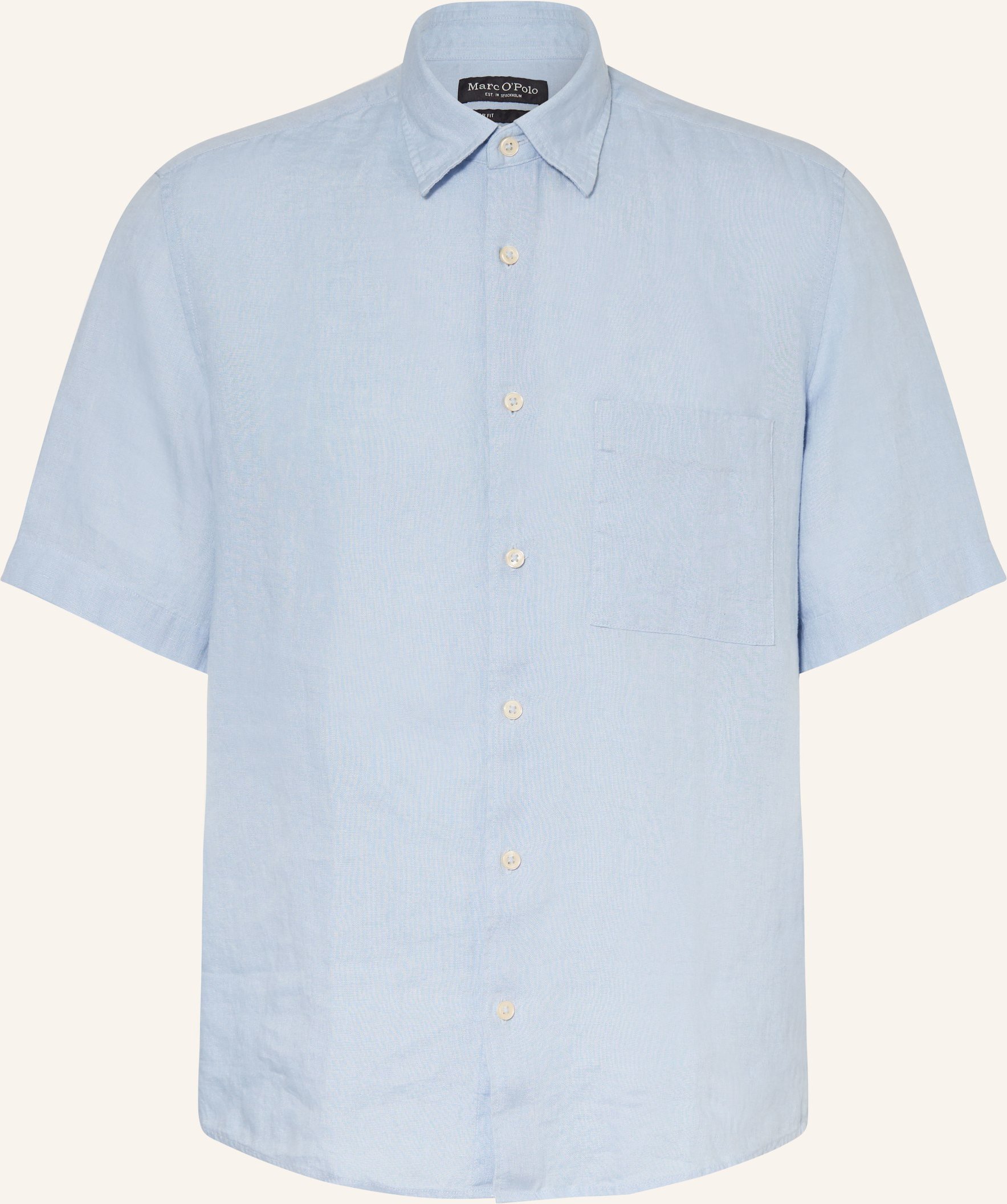 Marc O'polo Kurzarm-Hemd Regular Fit Aus Leinen blau