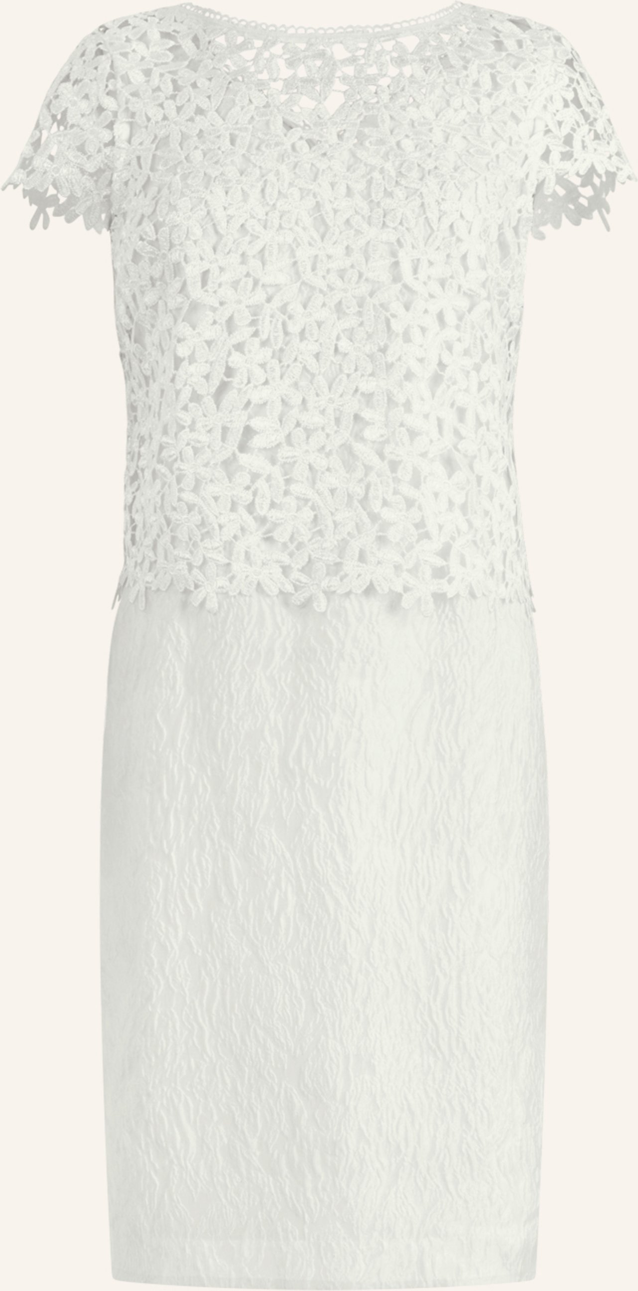 Apart Etuikleid Mit Spitzenjäckchen weiss