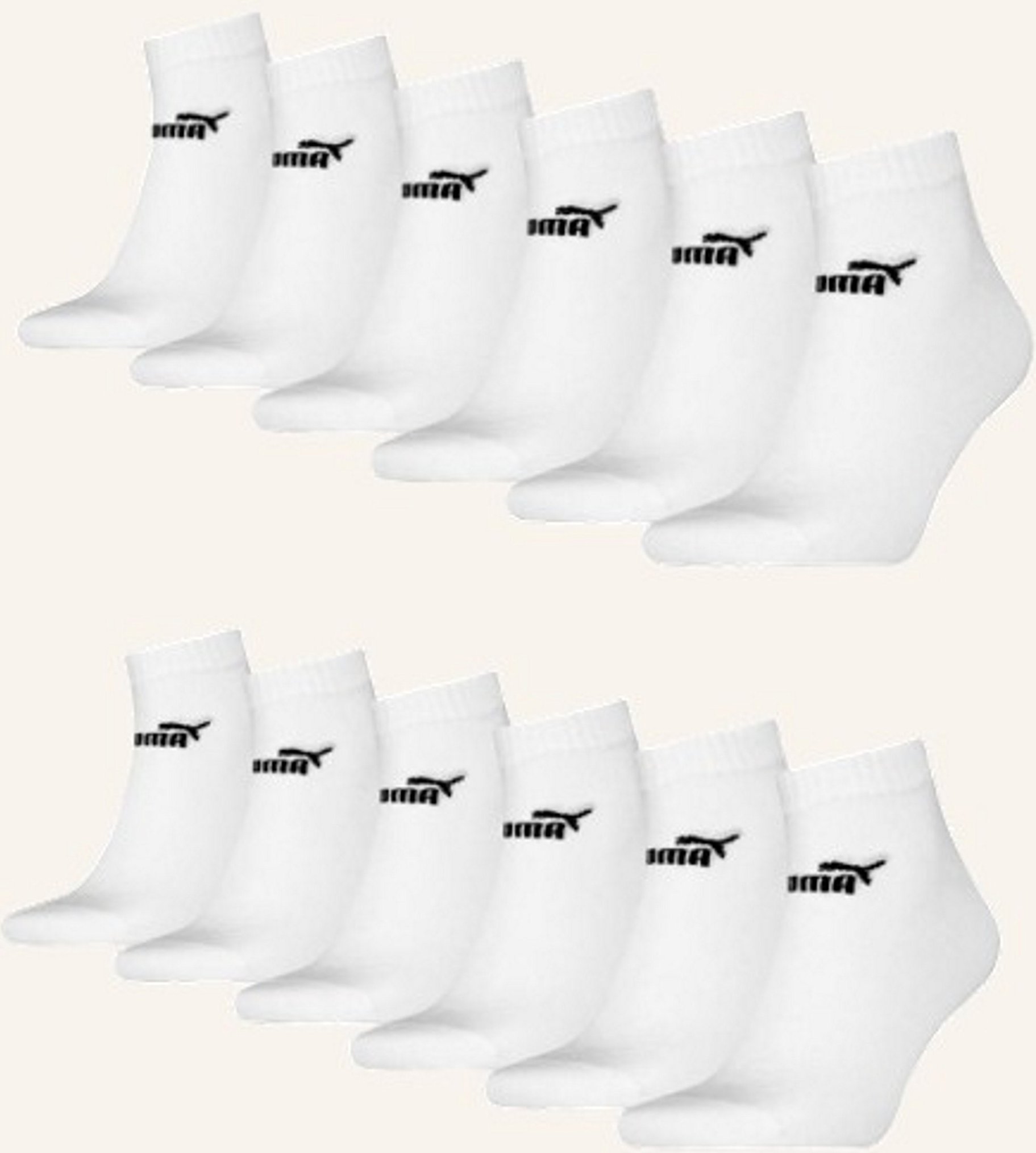 Puma 12er-Pack Socken Elements Quarter weiss