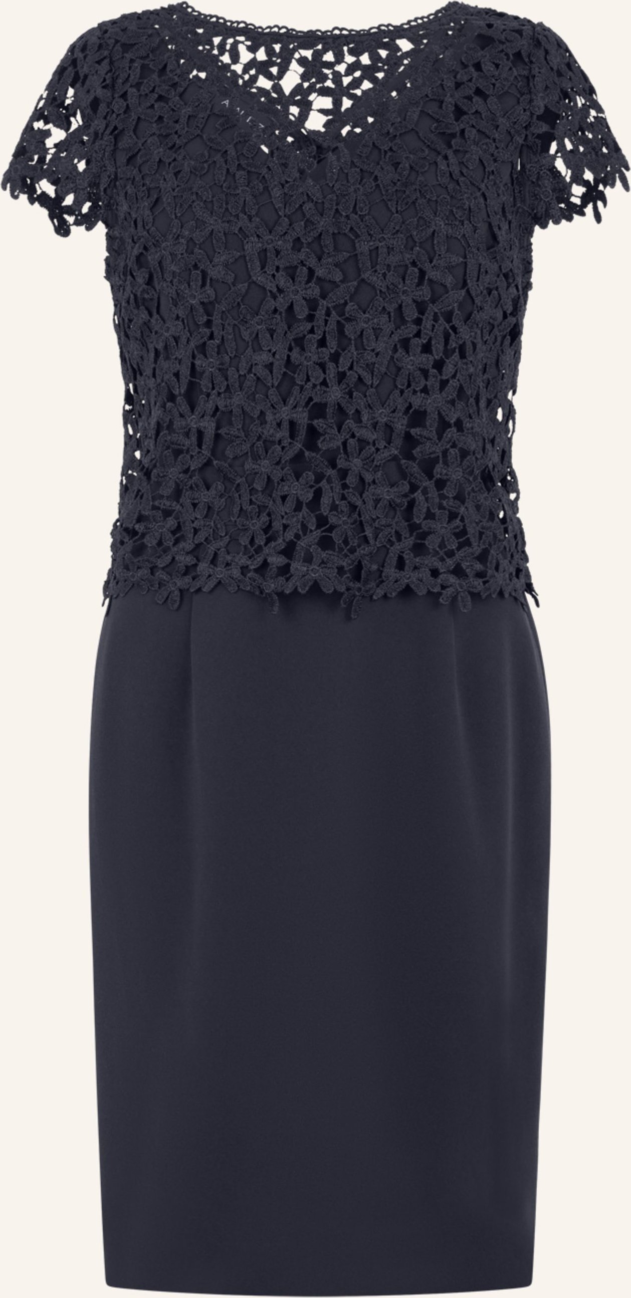 Apart Etuikleid Mit Spitzenjäckchen blau