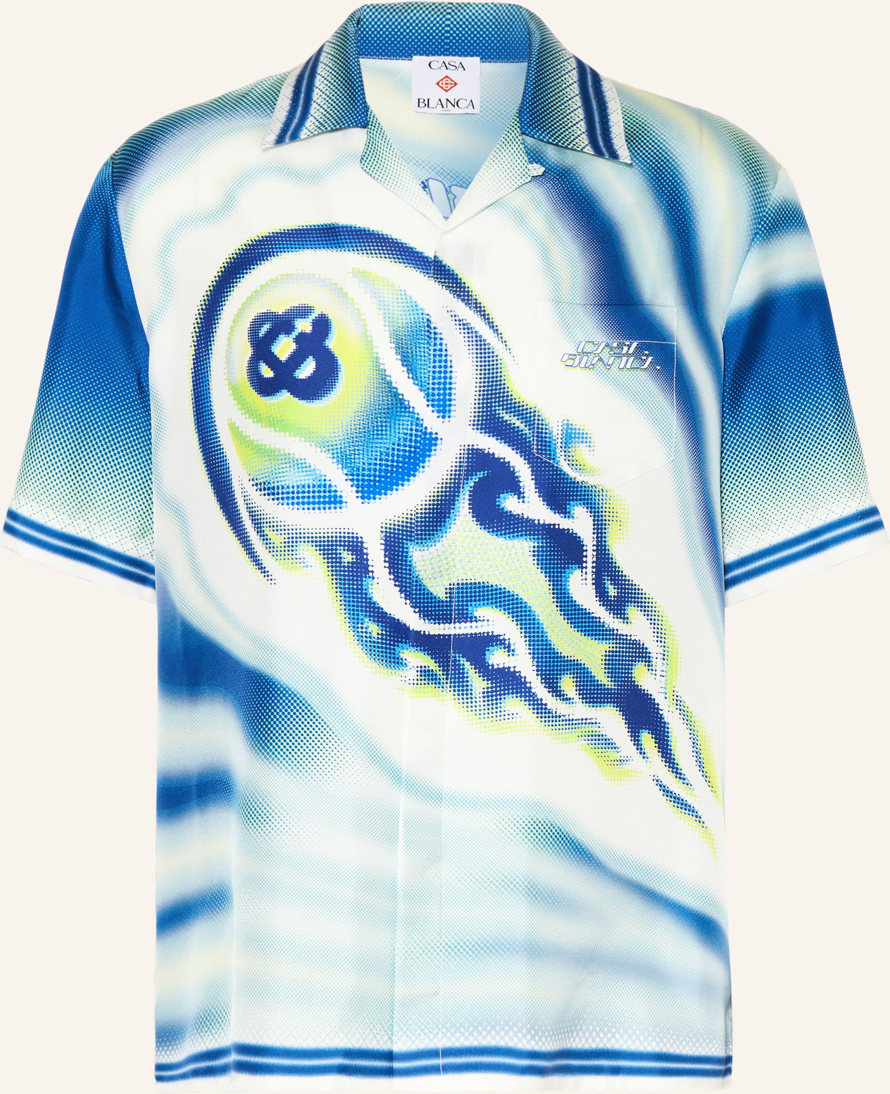 Casablanca Resorthemd Flaming Tennis Ball Comfort Fit Aus Seide blau