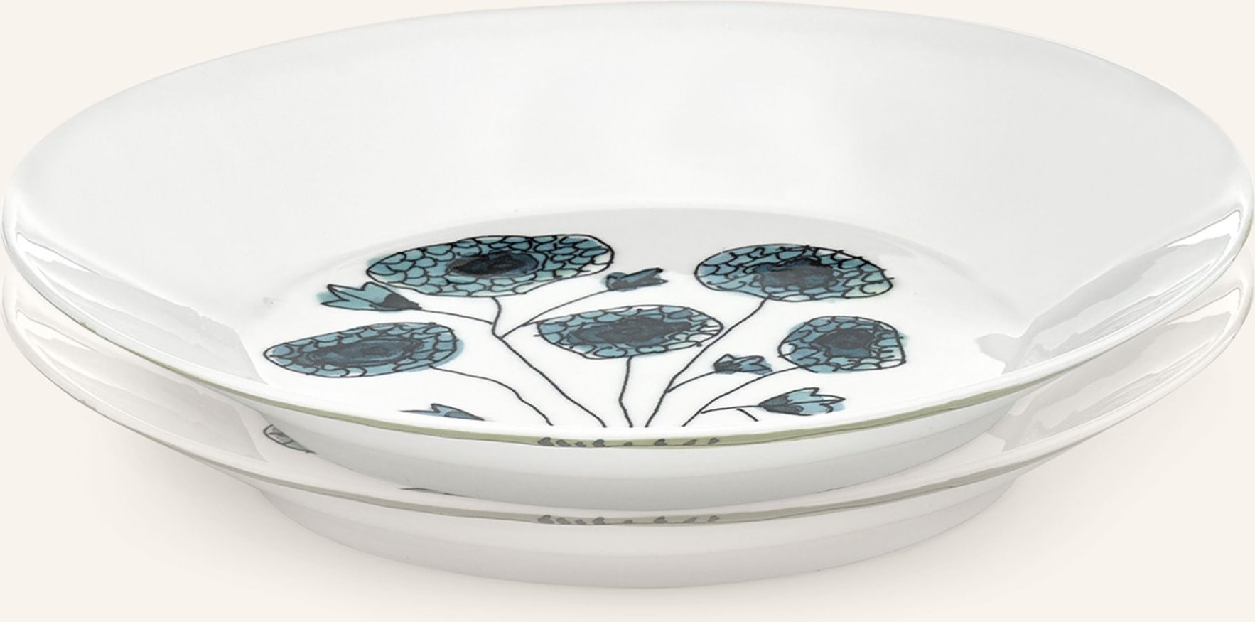 Thumbnail - Serax 2er-Set Speiseteller Midnight Flowers Anemone M weiss