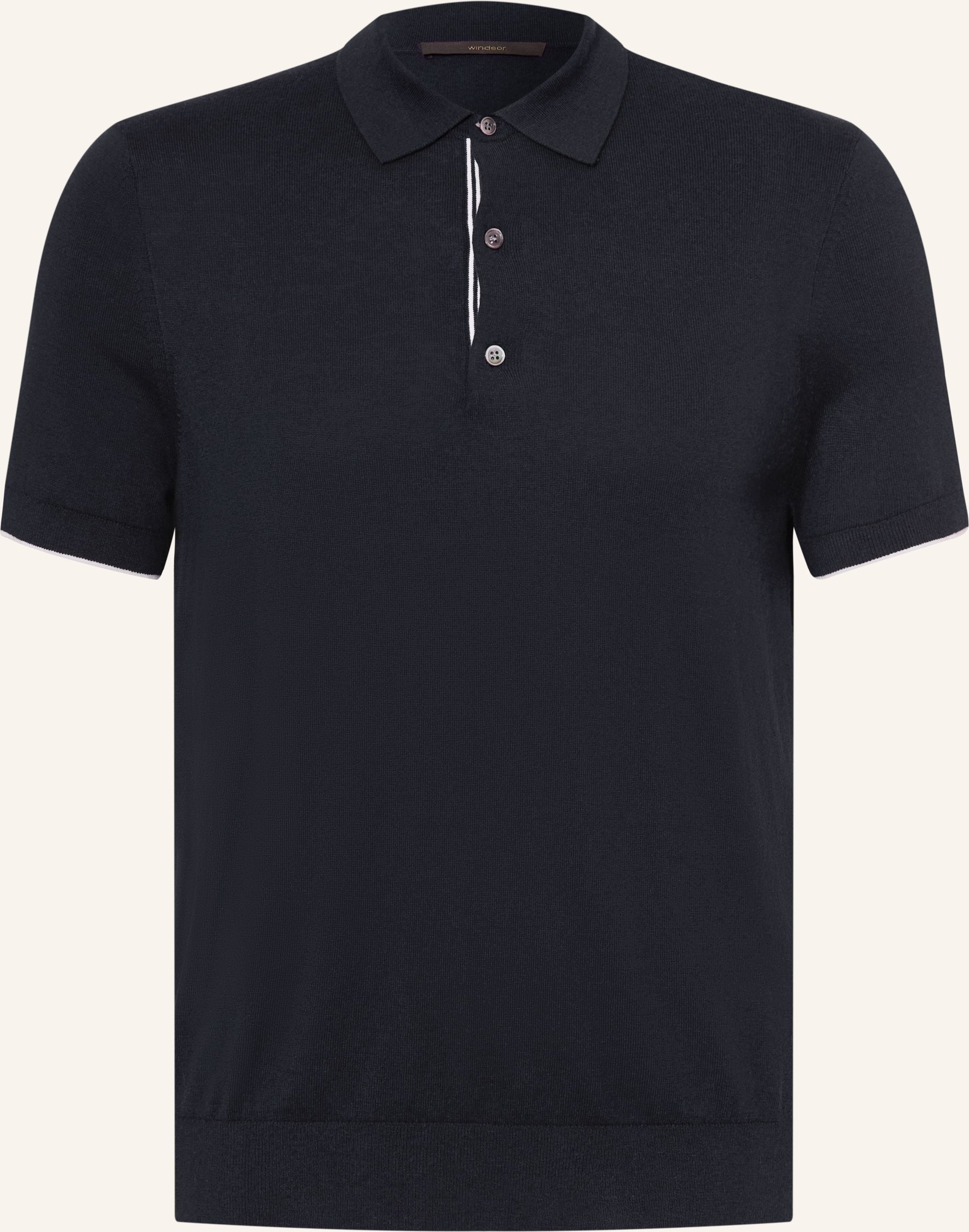 Windsor. Strick-Poloshirt Cashmilo blau
