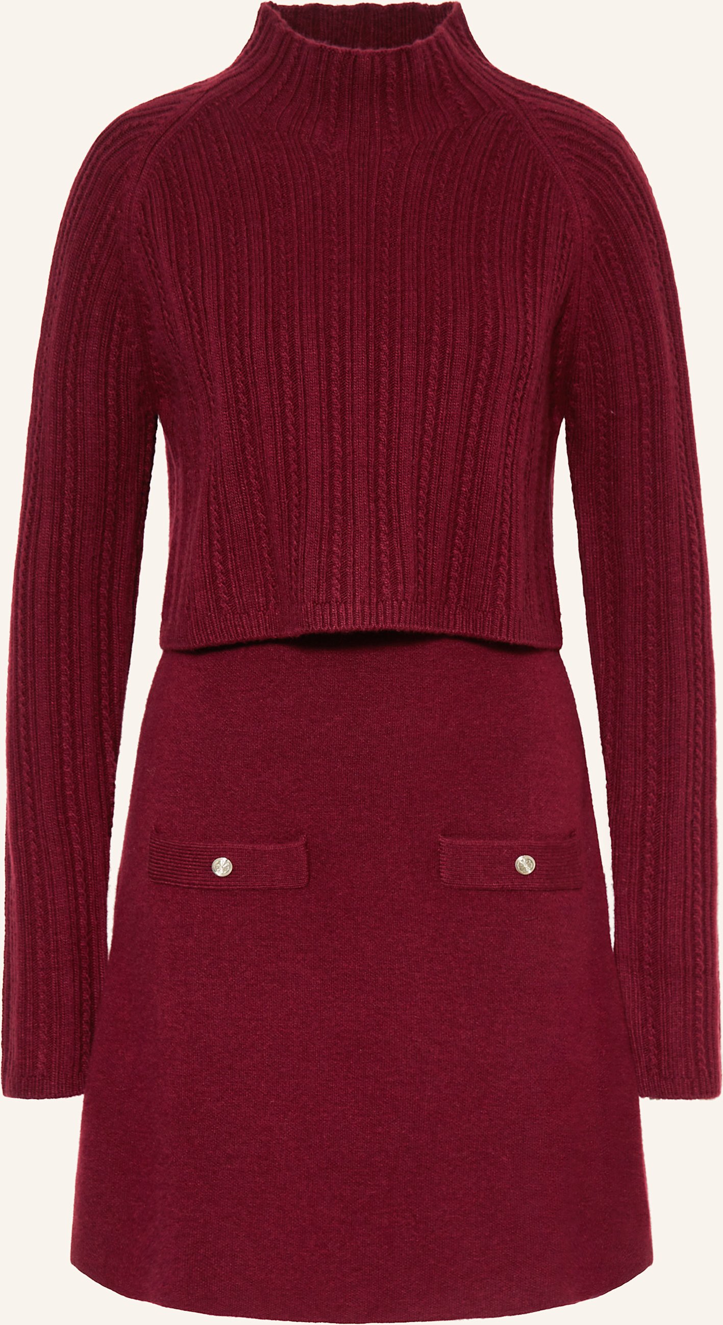 Maje Set: Strickkleid Und Pullover rot