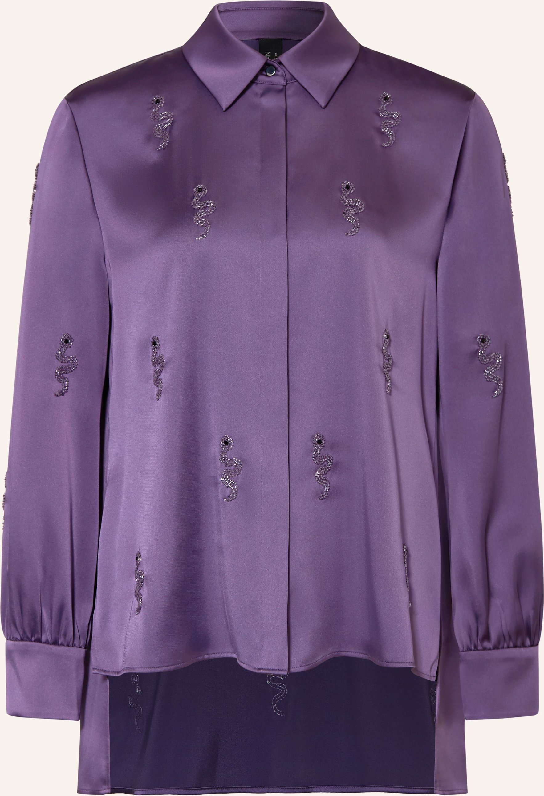 Marc Cain Hemdbluse Aus Satin Mit Schmucksteinen lila