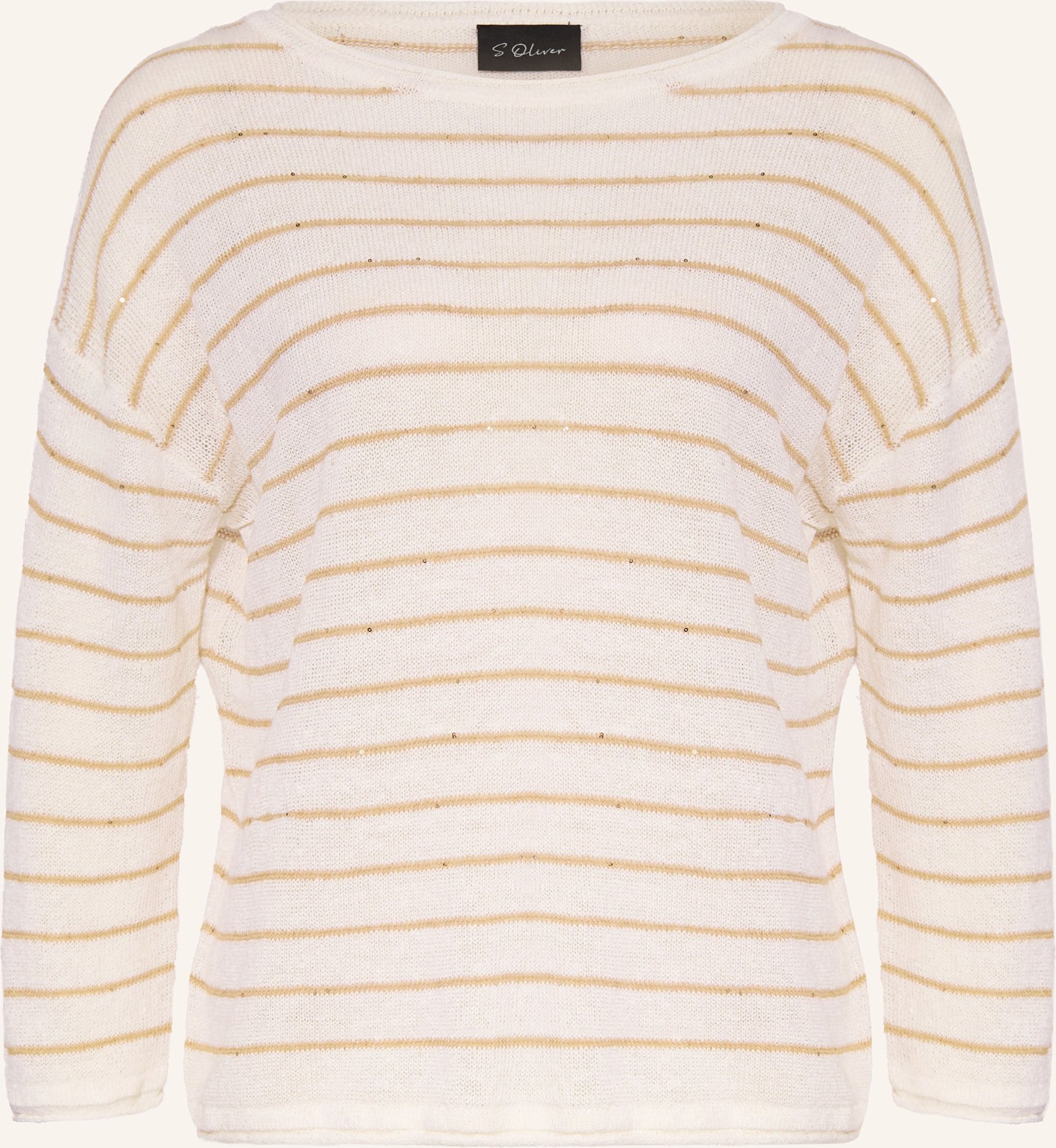S.Oliver Black Label Pullover Mit Leinen Und Pailletten weiss