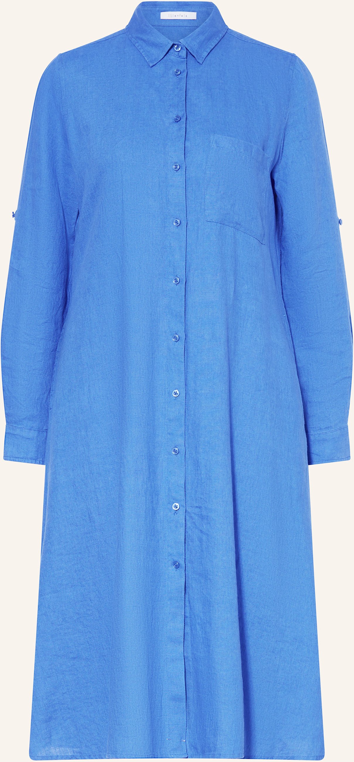 Lilienfels Hemdblusenkleid Aus Leinen blau