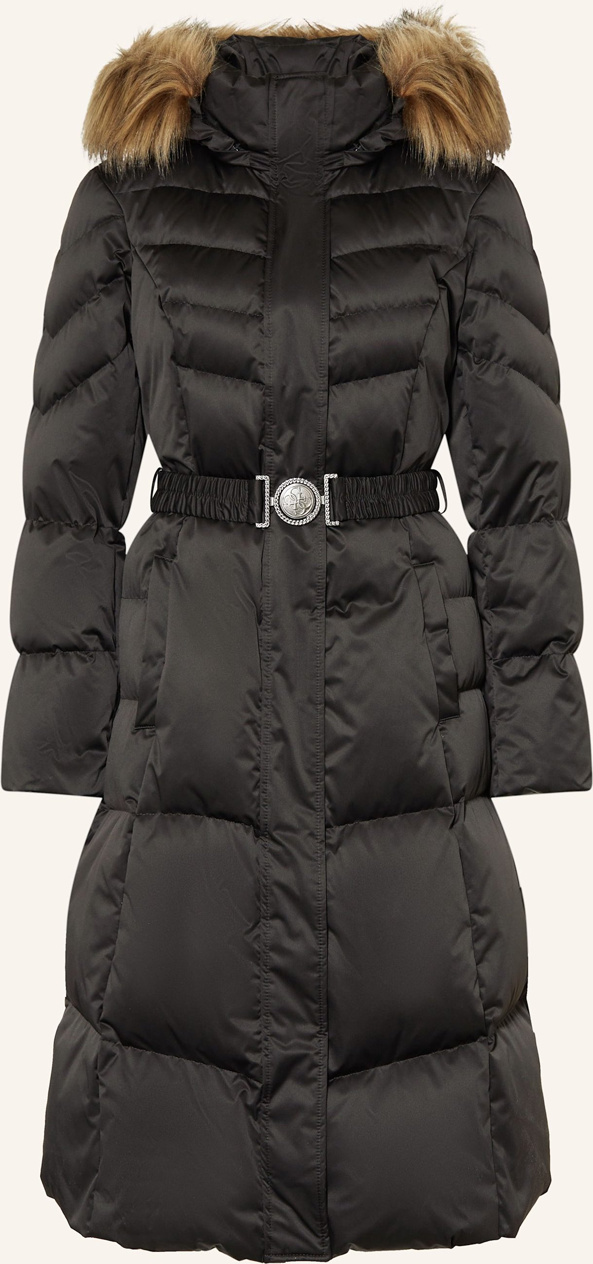 Guess Daunenmantel Marina Mit Abnehmbarem Kunstpelz schwarz