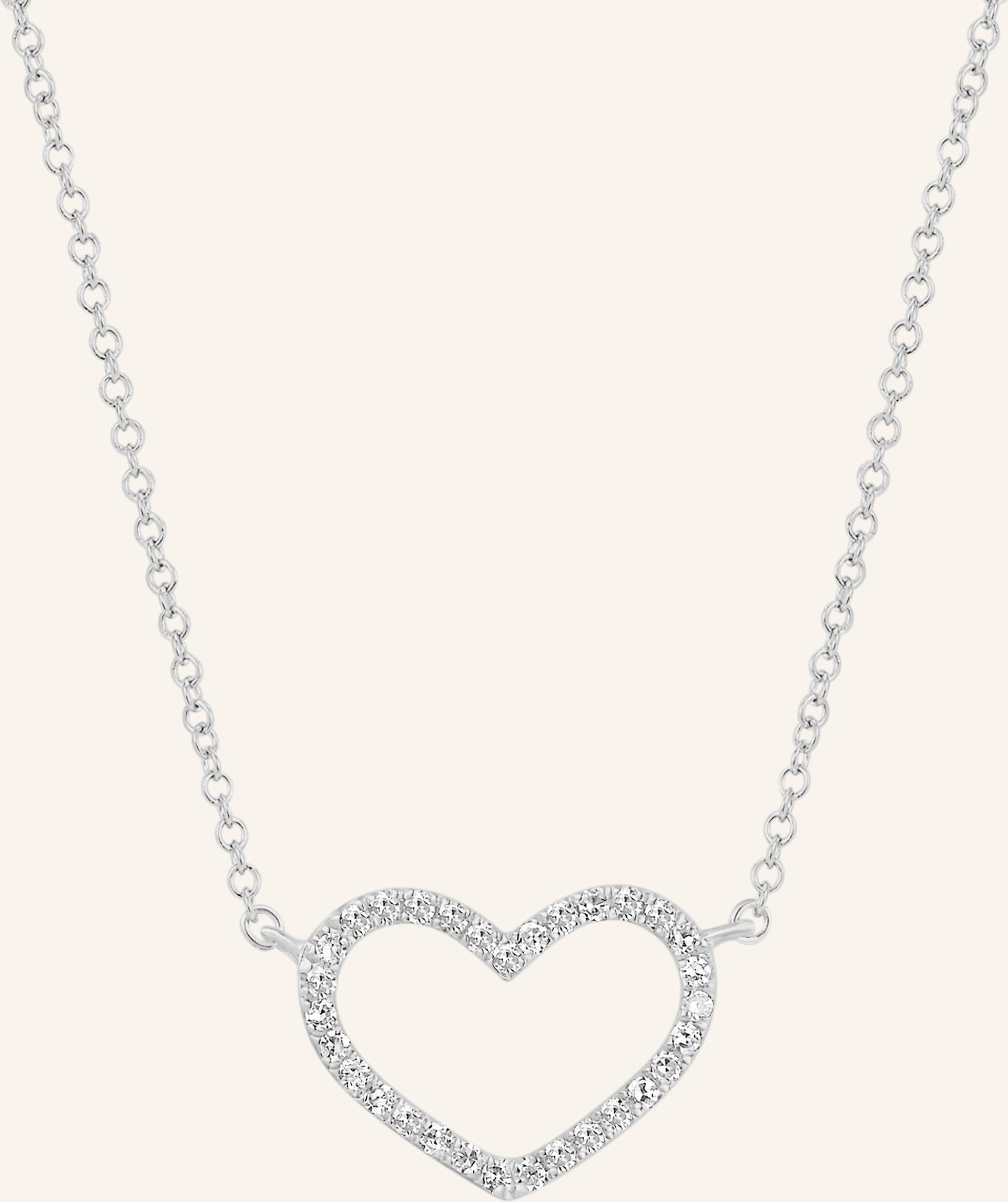 Leaf Halskette Heart Aus 18 Karat Weißgold Mit Diamanten silber