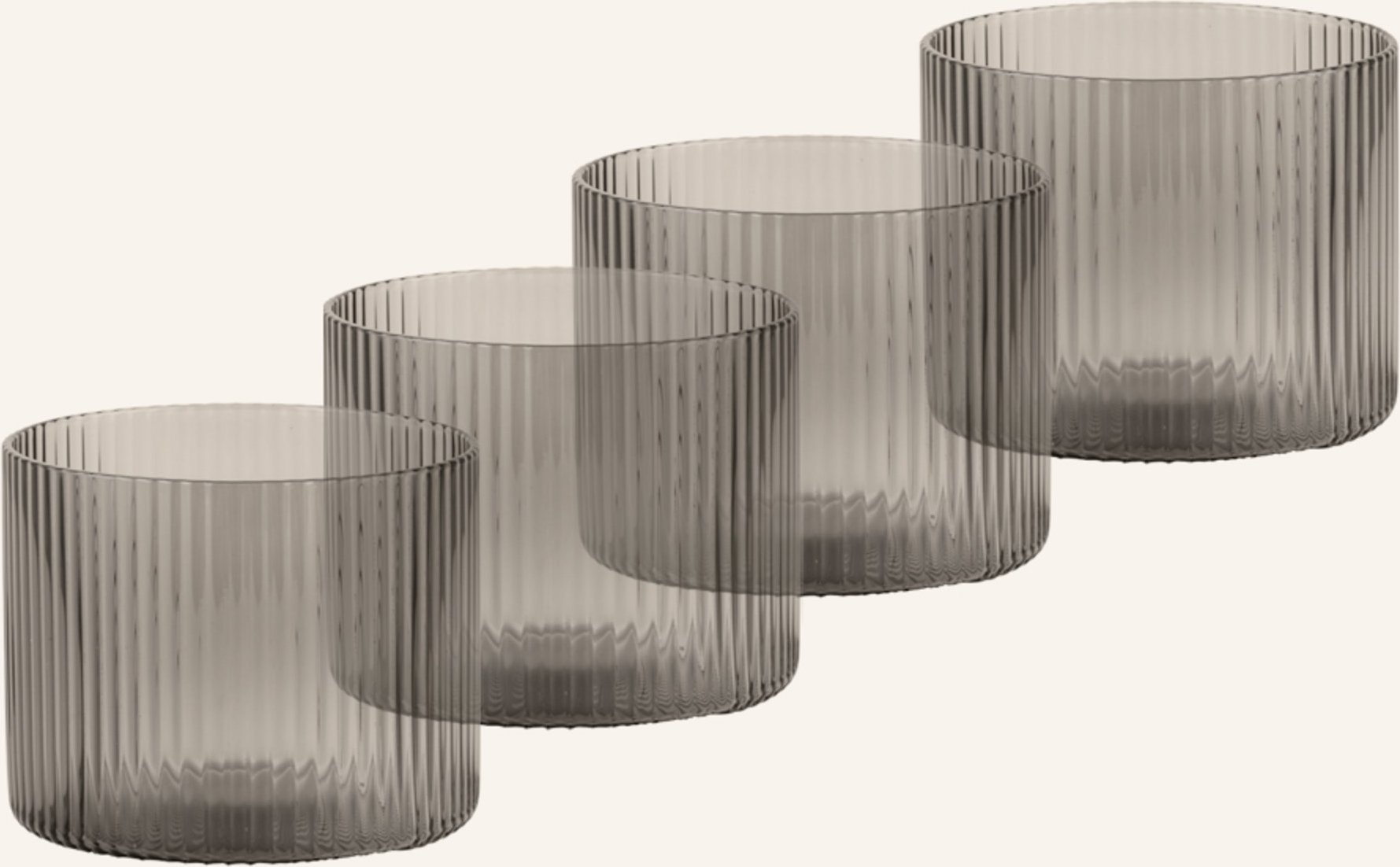 Ferm Living 4er-Set Trinkgläser Ripple grau