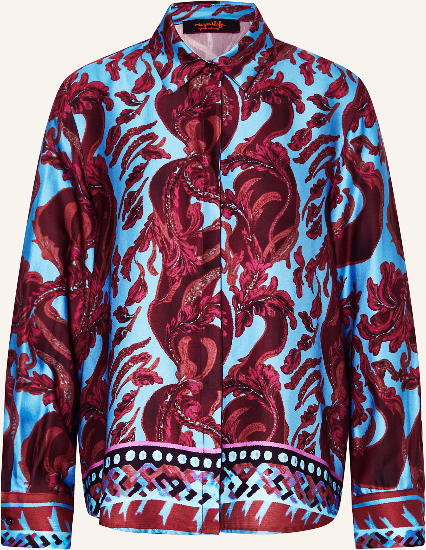 Miss Goodlife Hemdbluse Aus Satin blau