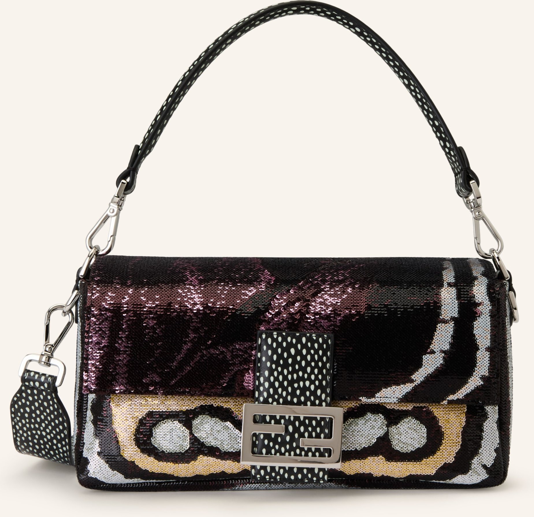 Fendi Handtasche Baguette Mit Pailletten braun