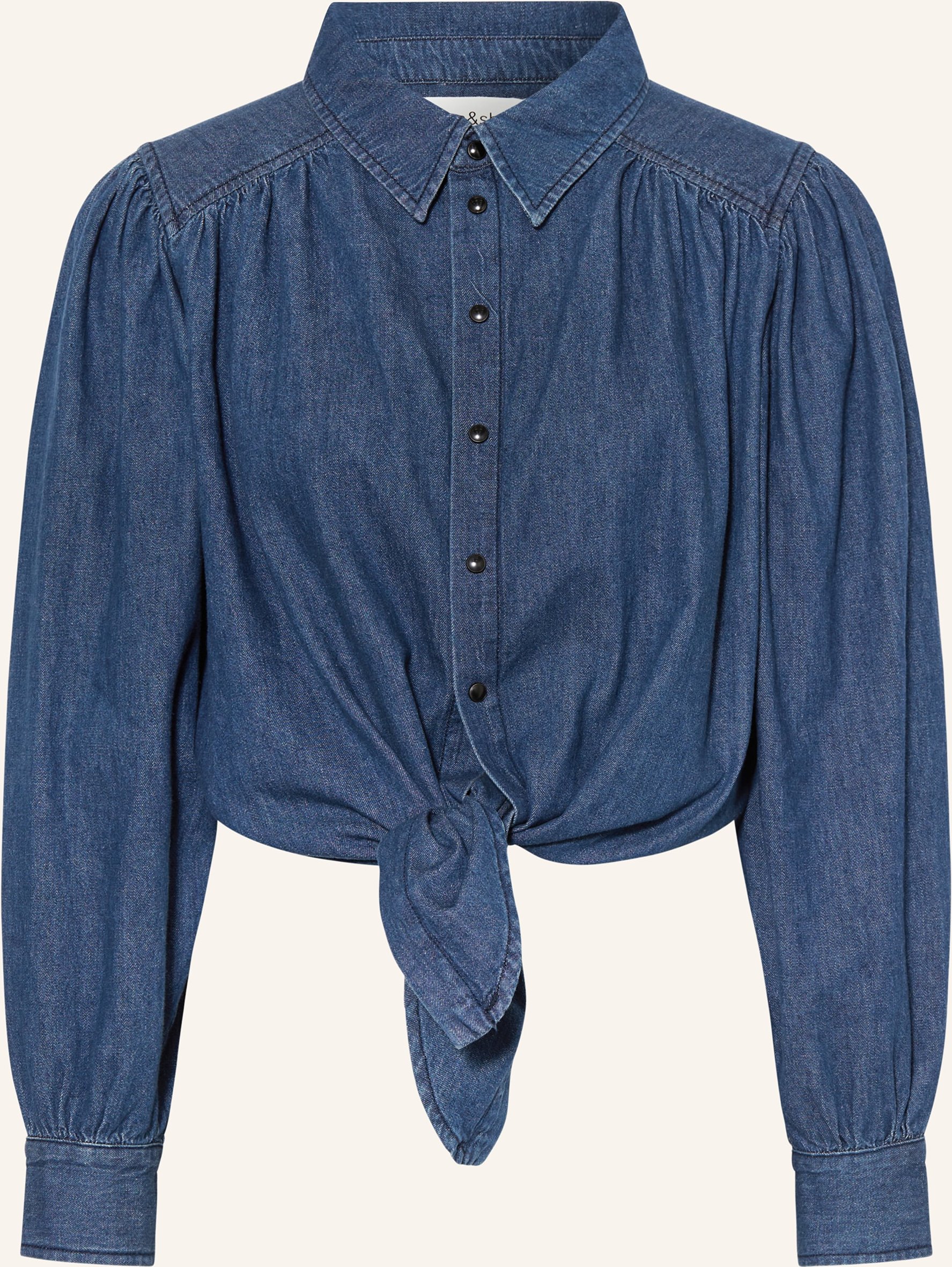 Thumbnail - Ba&Sh Cropped-Jeansbluse Leria blau