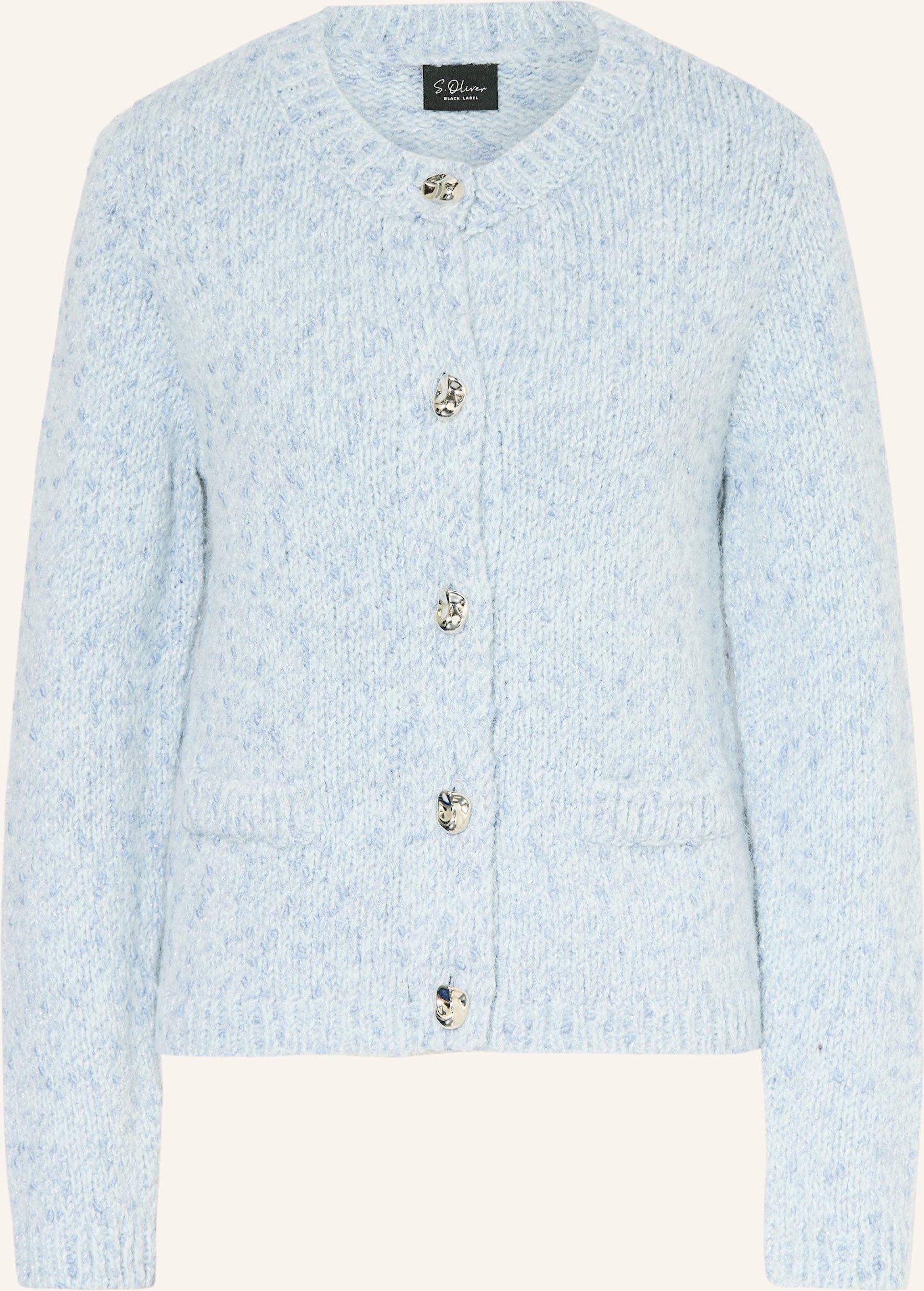 S.Oliver Black Label Strickjacke Mit Glitzergarn blau