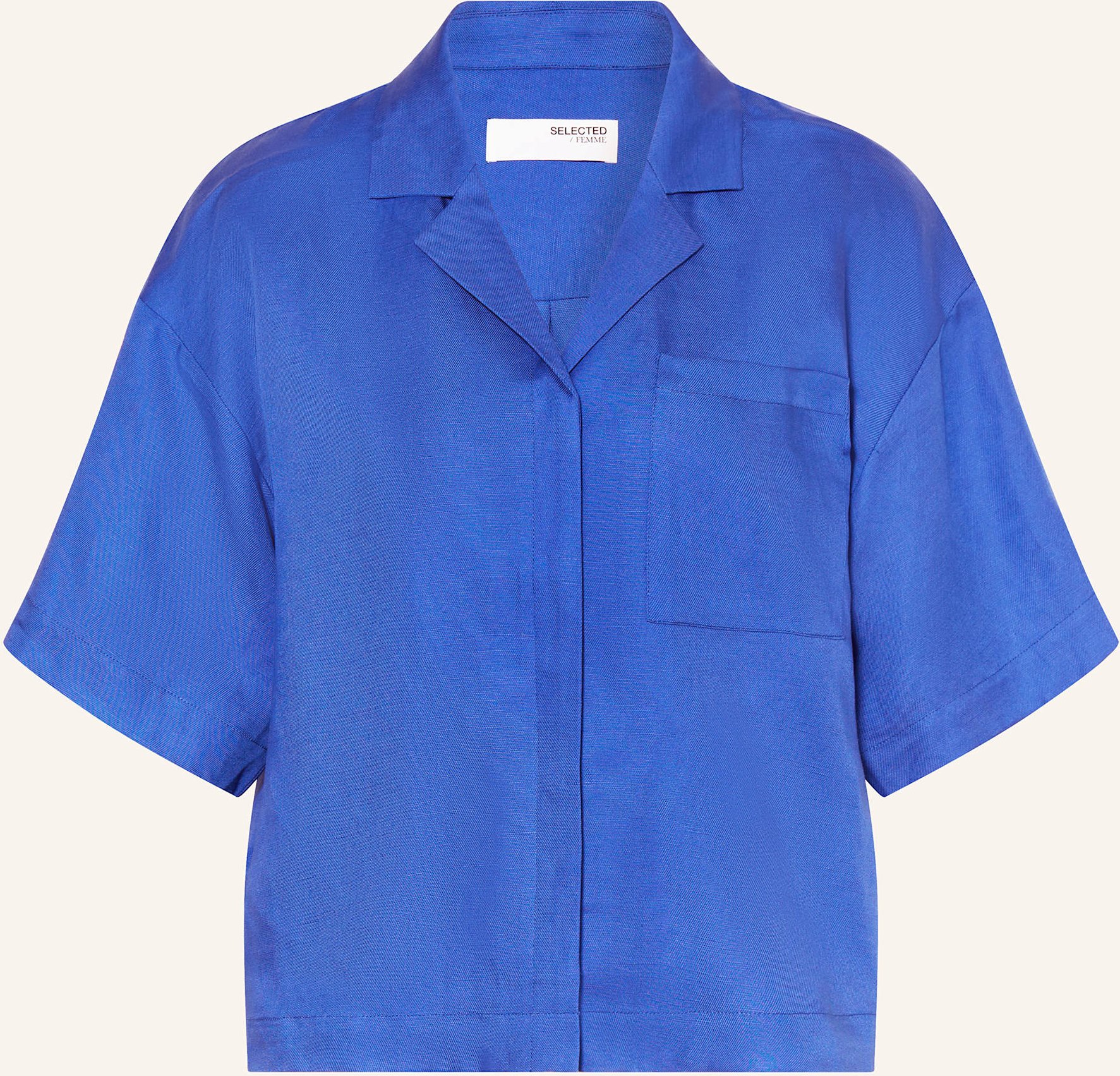 Selected Femme Bluse Mit Leinen blau