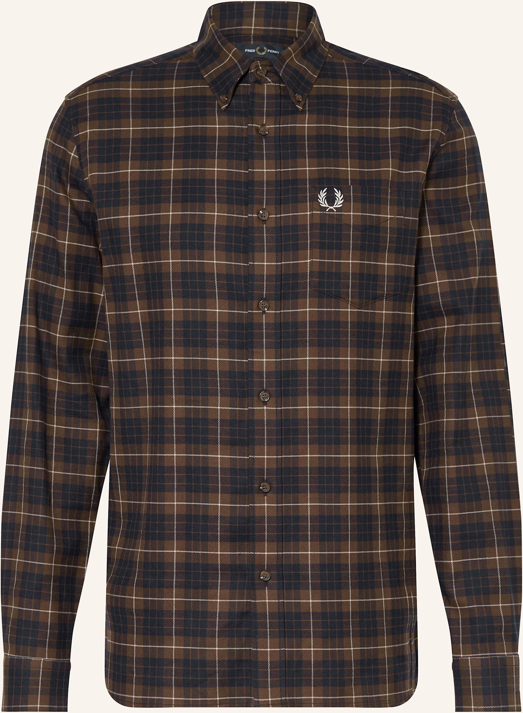 Thumbnail - Fred Perry Flanellhemd Regular Fit braun