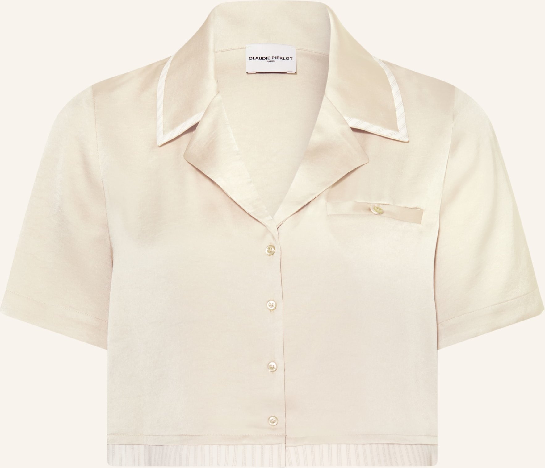 Claudie Pierlot Cropped-Bluse Aus Satin beige