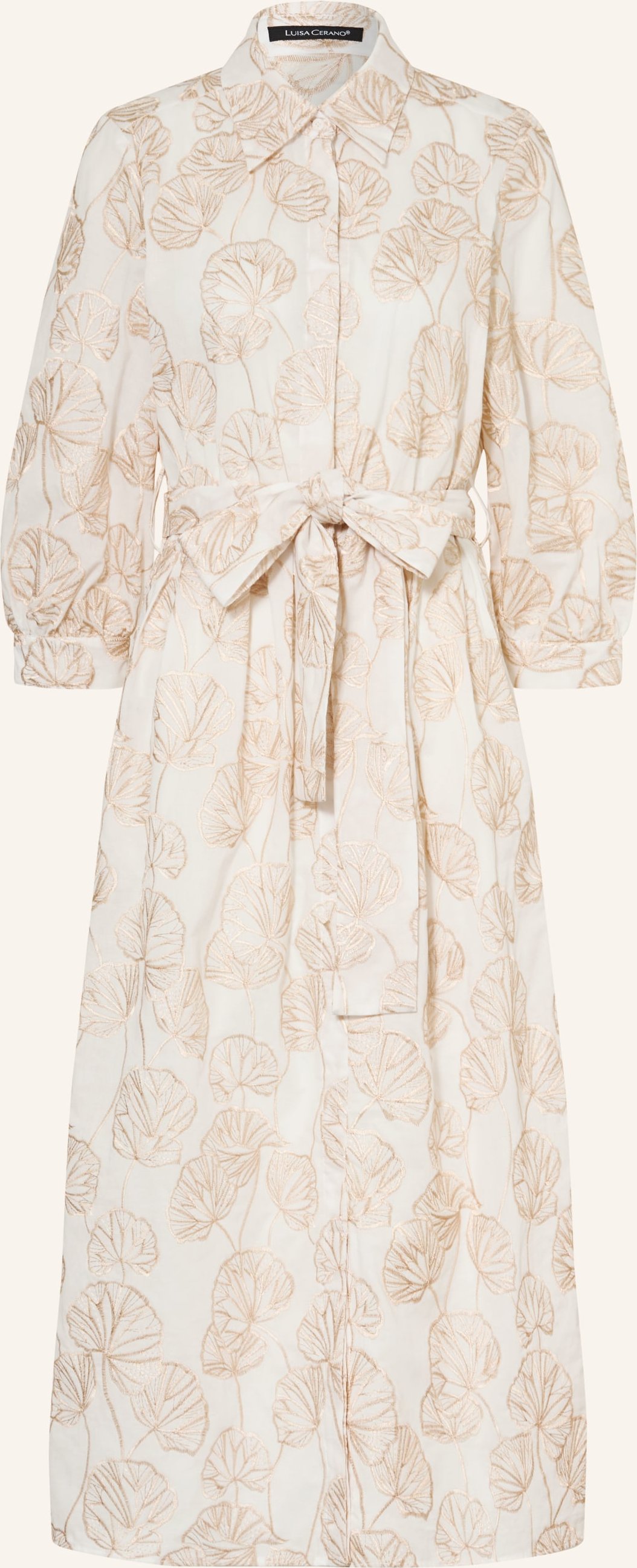 Luisa Cerano Hemdblusenkleid Mit 3/4-Arm Und Glitzergarn weiss