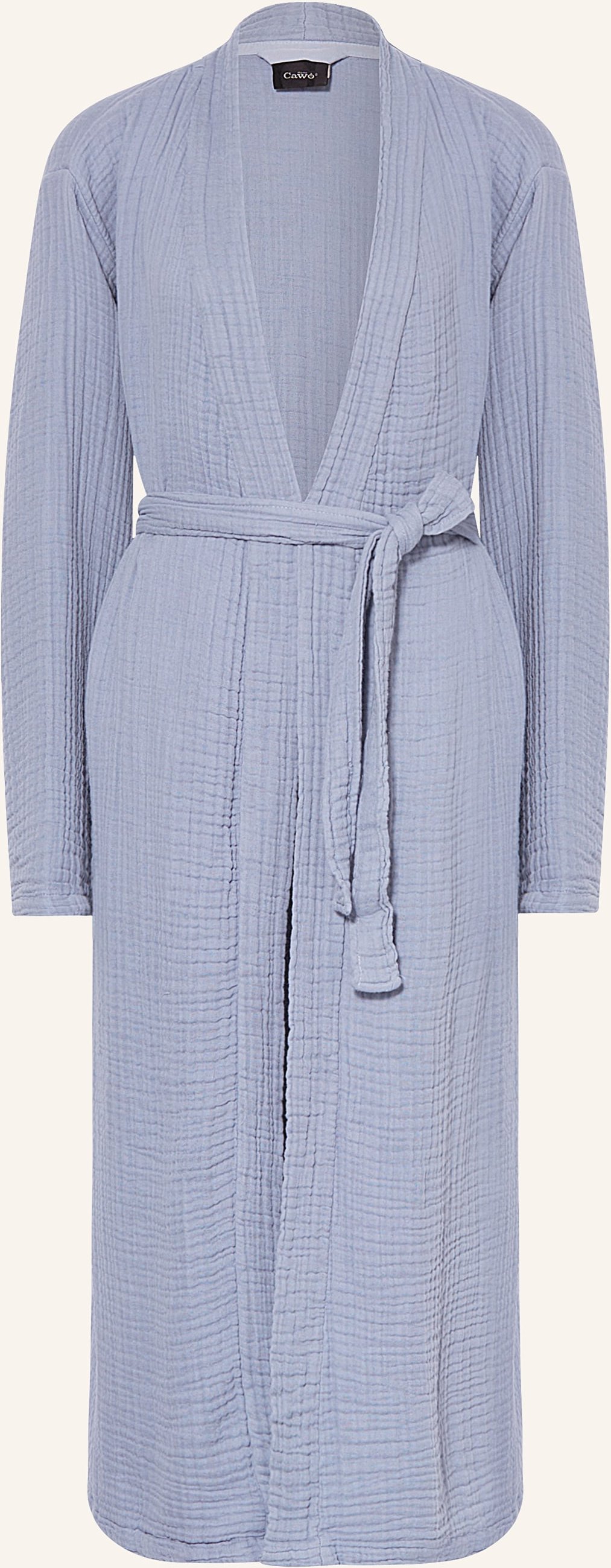 Cawö Damen-Bademantel Aus Musselin blau