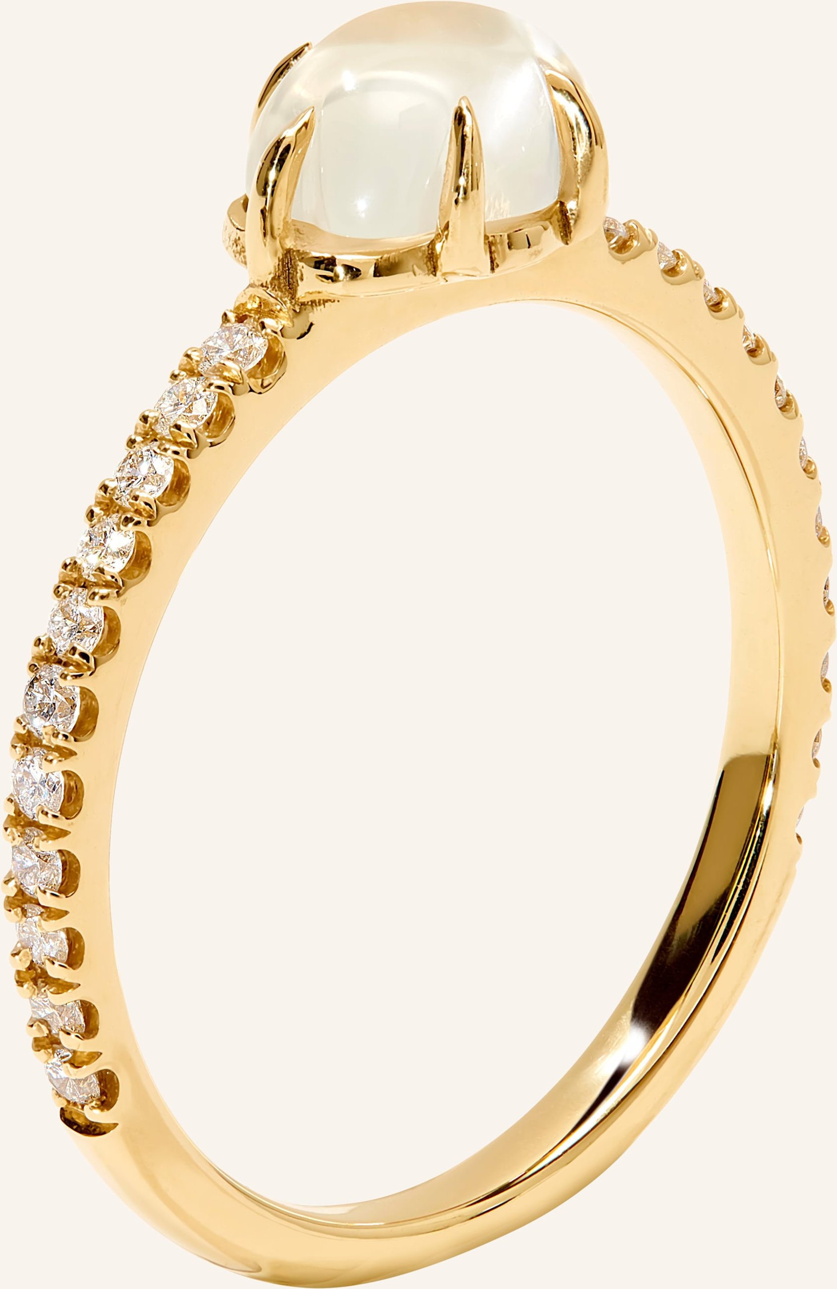 Vieri Ring Wolke Milchquarz Brillant Pavé Mittelgroß gold