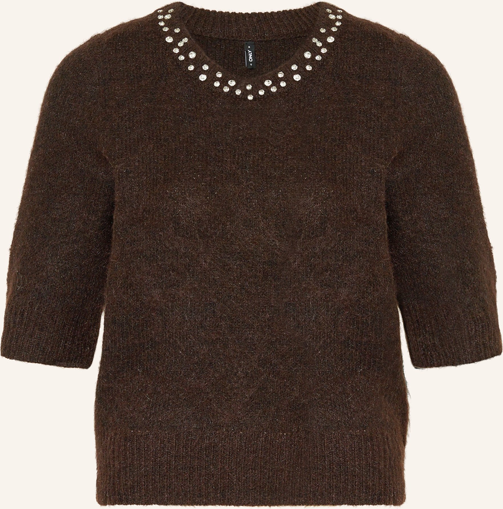 Only Strickshirt Mit Schmucksteinen braun